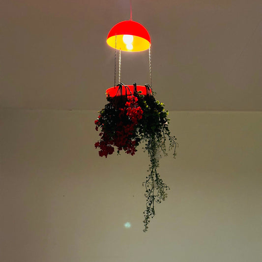 Space age , Danish orange plastic plant lamp by Horn lighting, 1970s