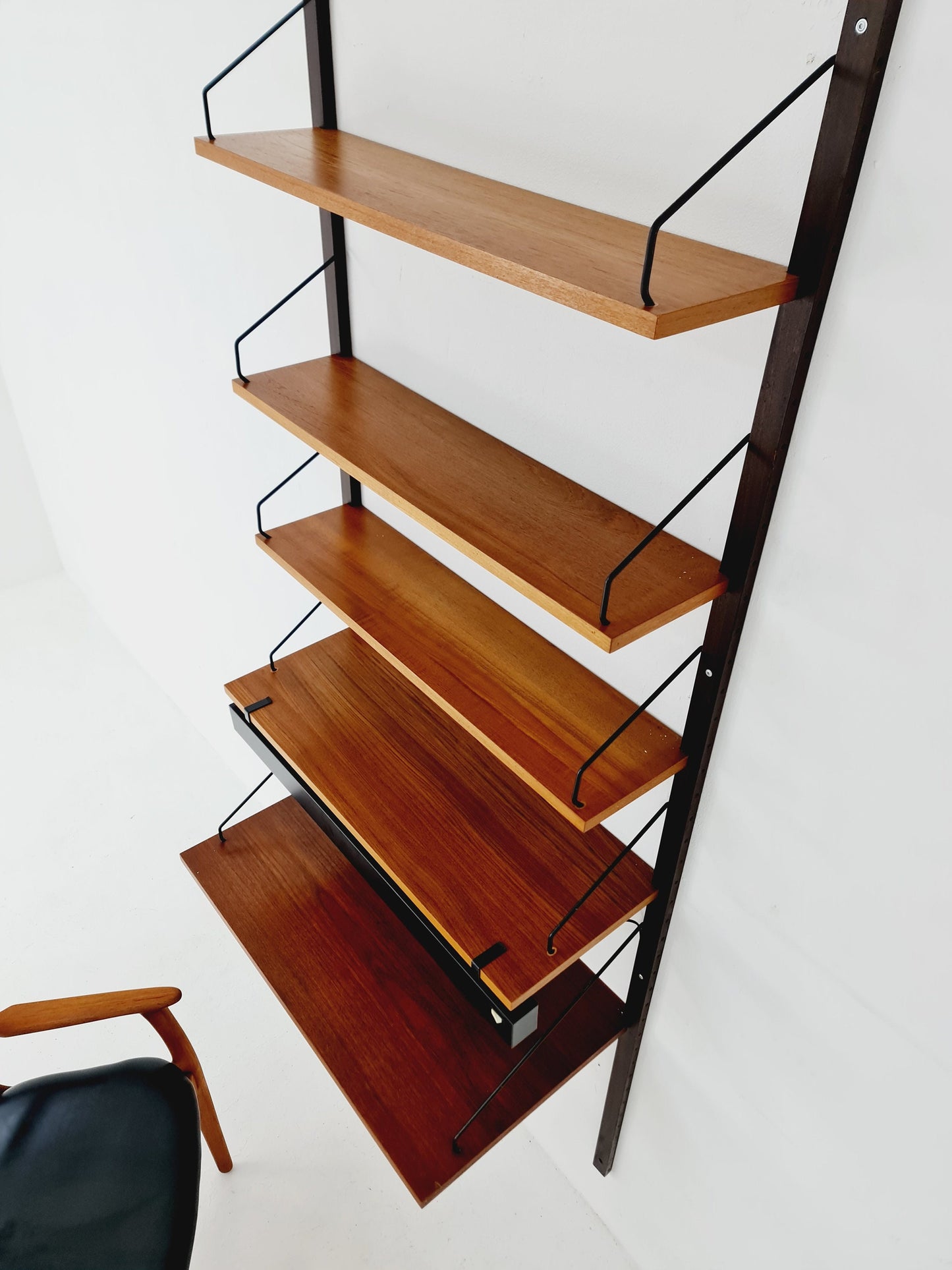 Midcentury Danish Teak Shelving Unit With Desk & light, by Poul Cadovius, 1960s
