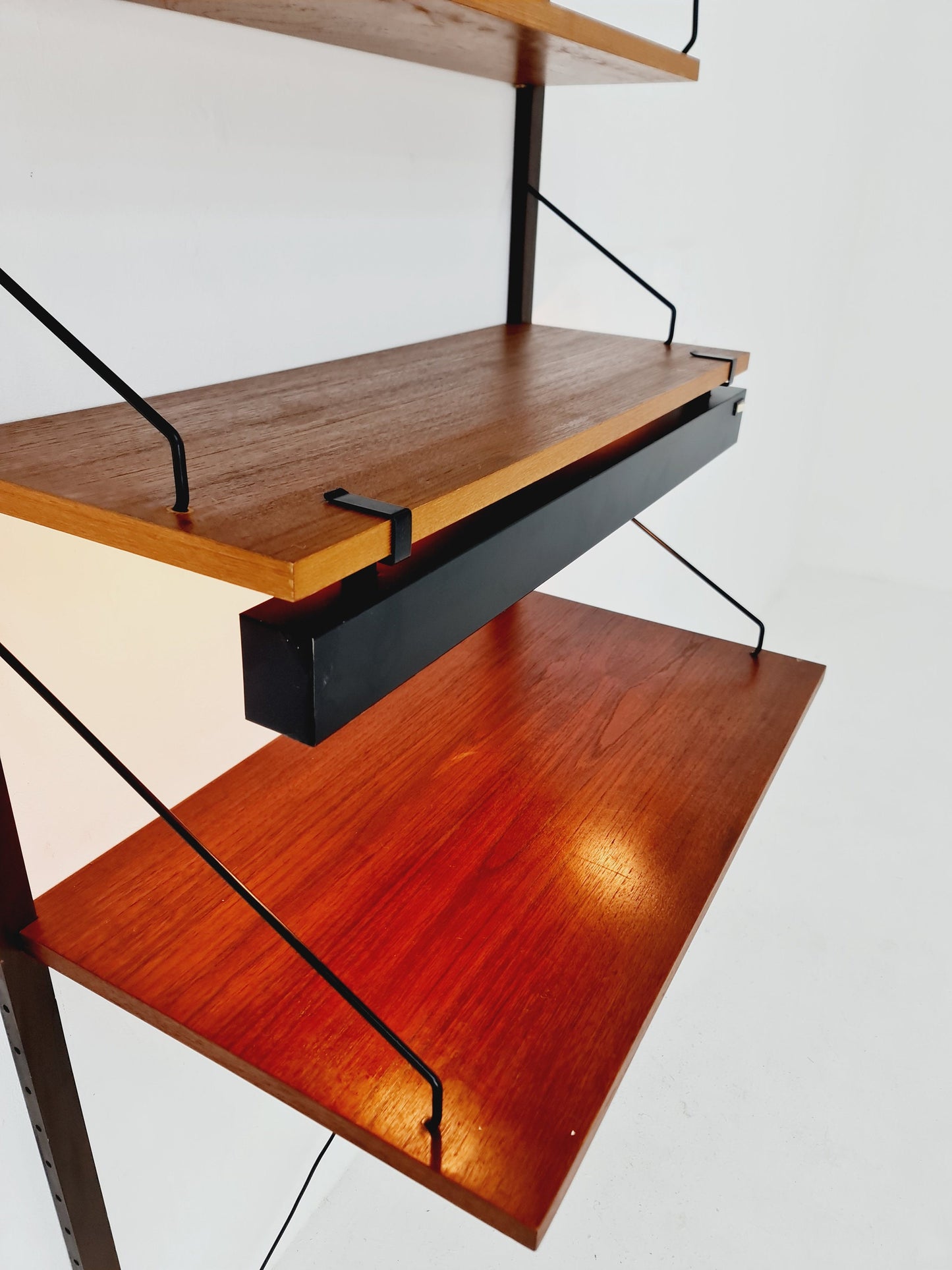 Midcentury Danish Teak Shelving Unit With Desk & light, by Poul Cadovius, 1960s