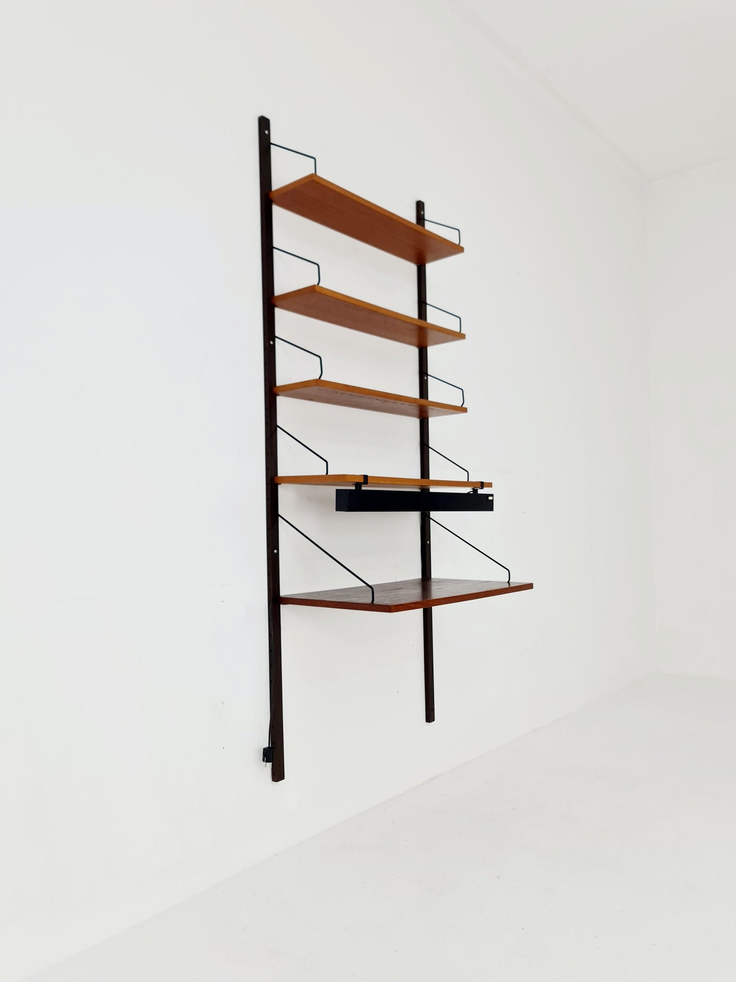 Midcentury Danish Teak Shelving Unit With Desk & light, by Poul Cadovius, 1960s