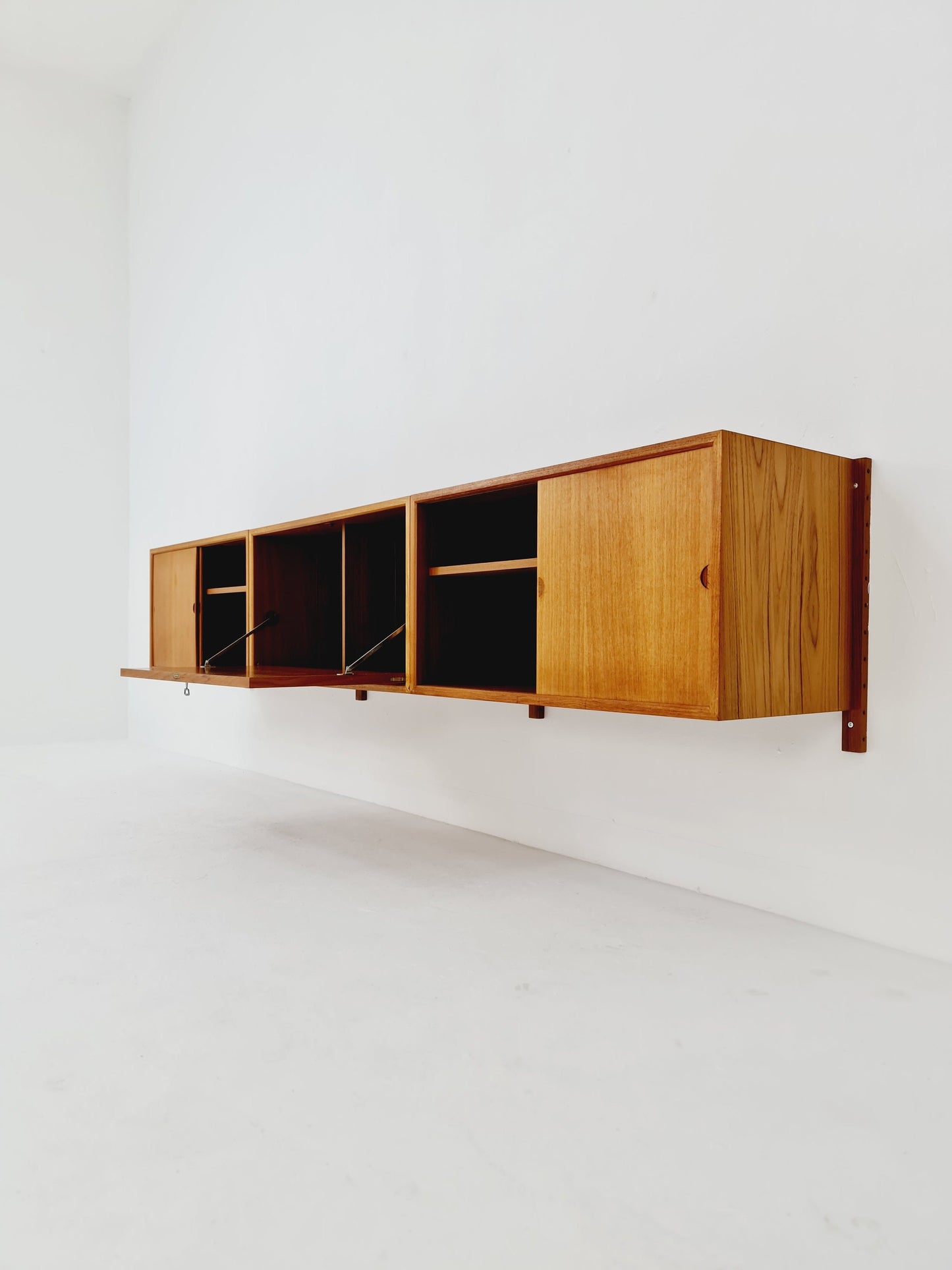 Mid century Danish Teak floating sideboard / 2 cabinets & record cabinet by Poul Cadovius for Royal, Denmark, 1960s