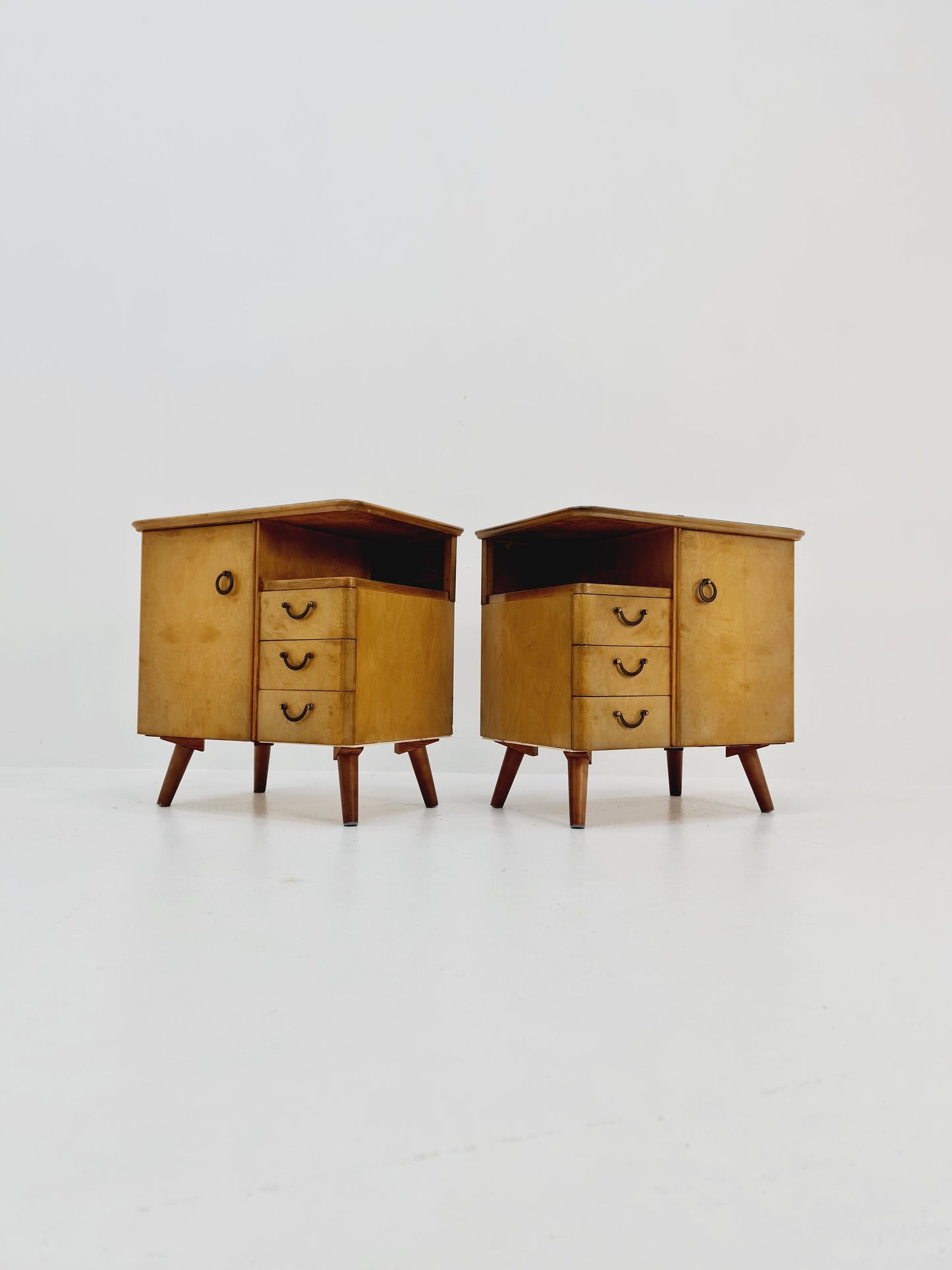 German Mid century beech nightstands/ bedside tables BY WK Möbel , 1960s