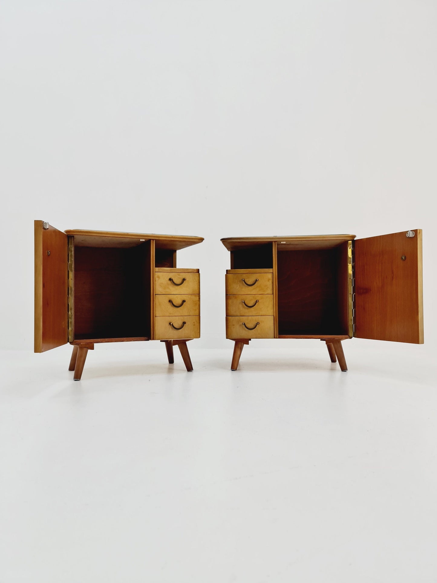 German Mid century beech nightstands/ bedside tables BY WK Möbel , 1960s