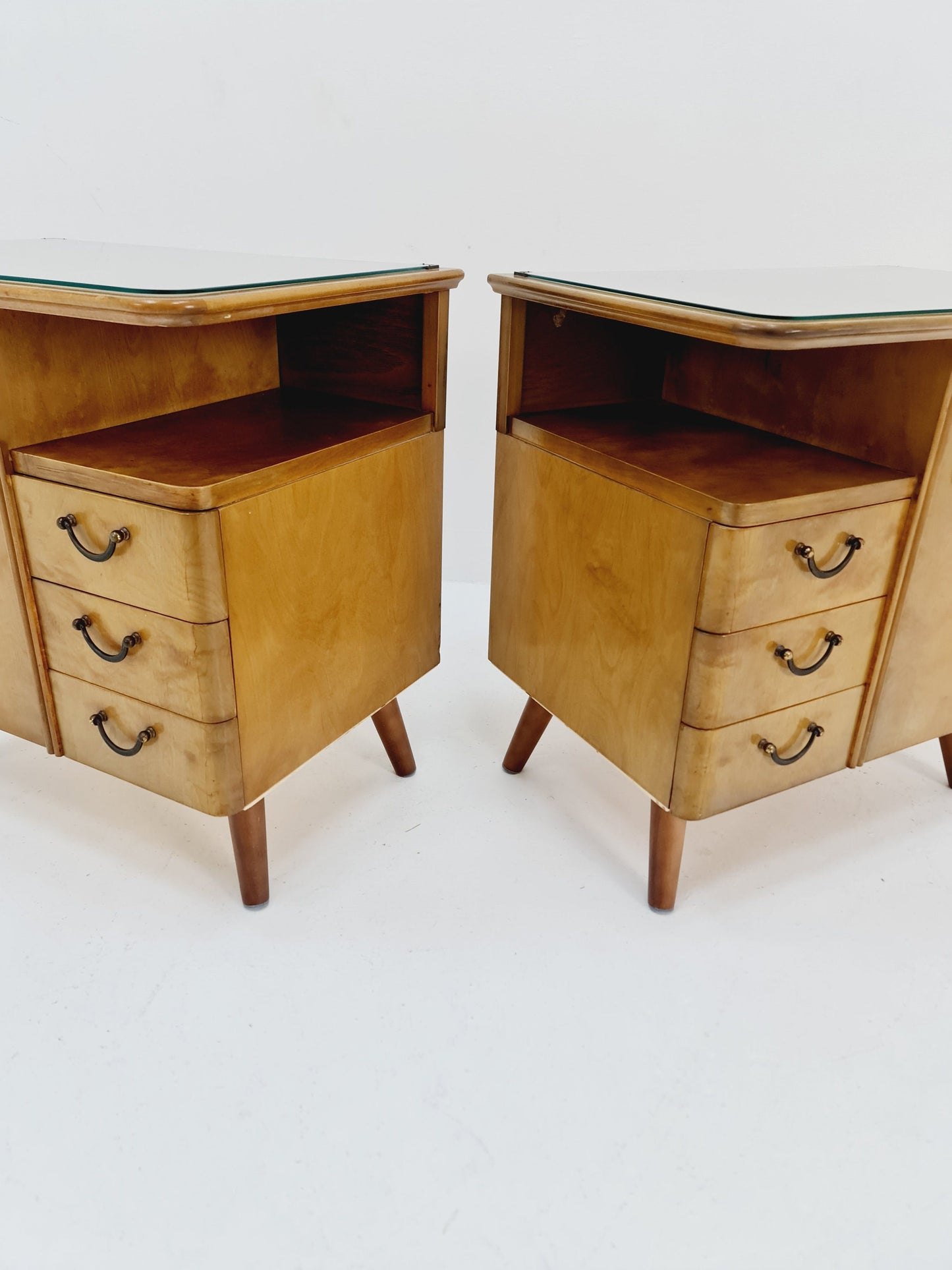 German Mid century beech nightstands/ bedside tables BY WK Möbel , 1960s