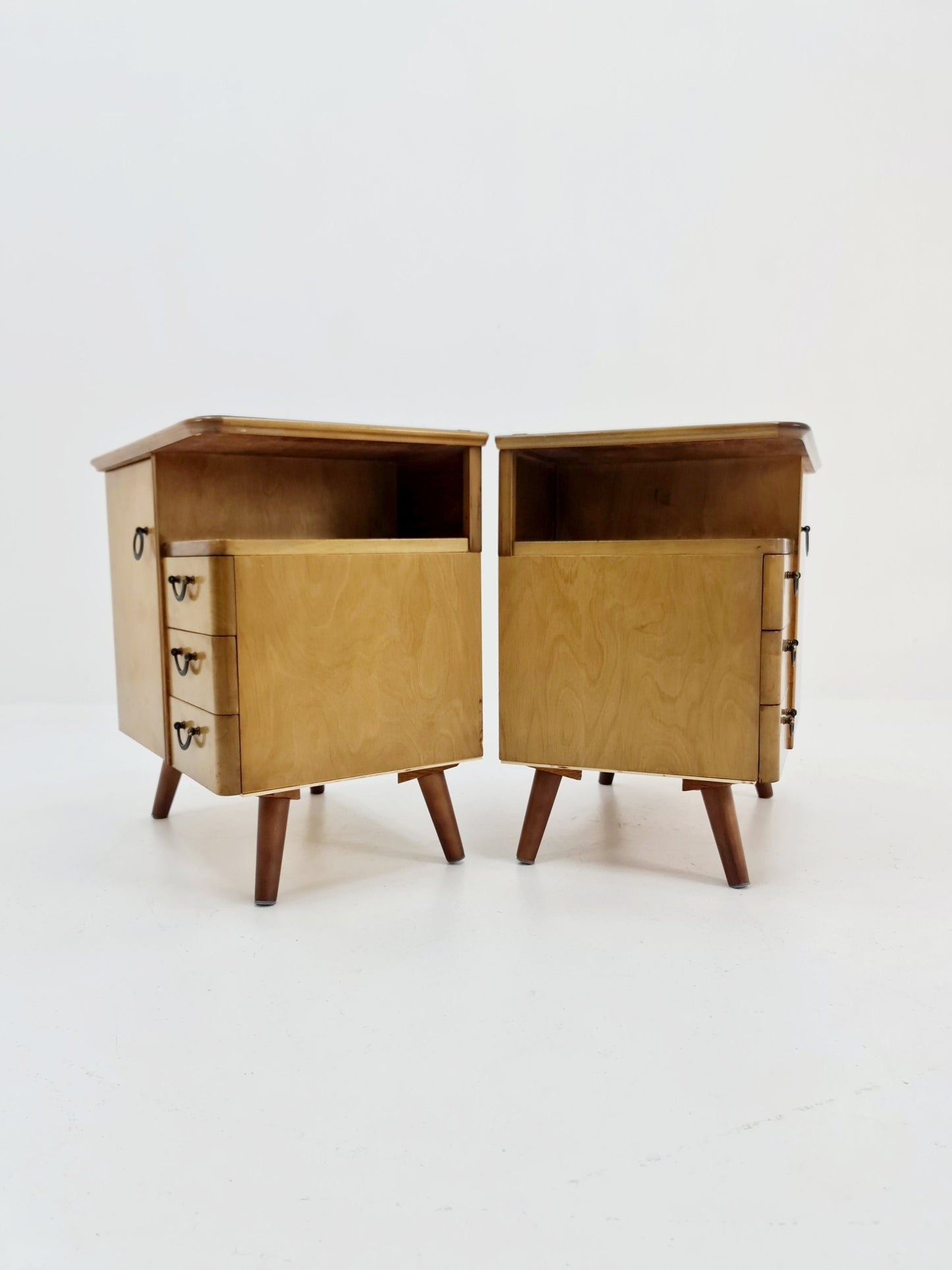 German Mid century beech nightstands/ bedside tables BY WK Möbel , 1960s