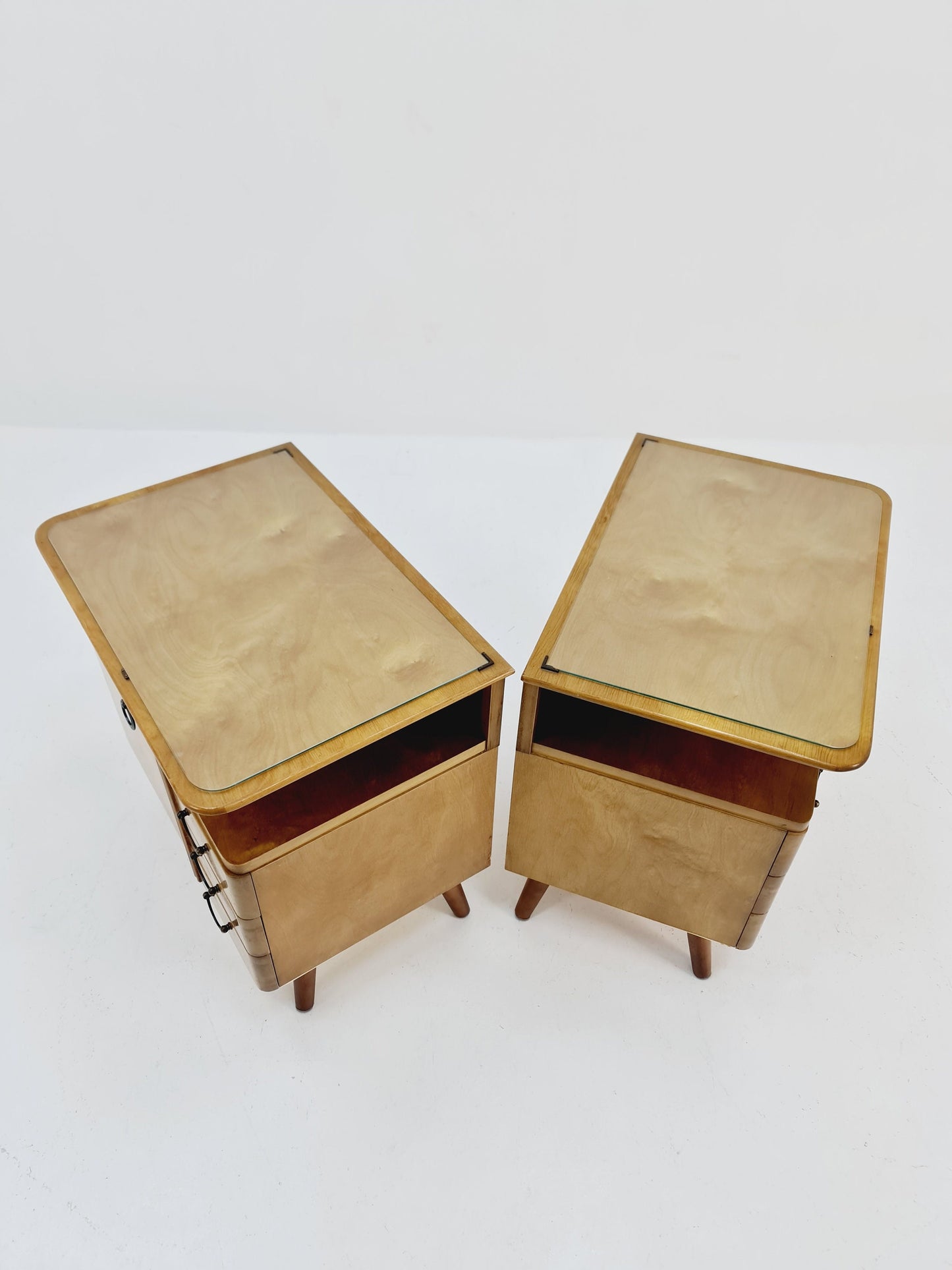 German Mid century beech nightstands/ bedside tables BY WK Möbel , 1960s