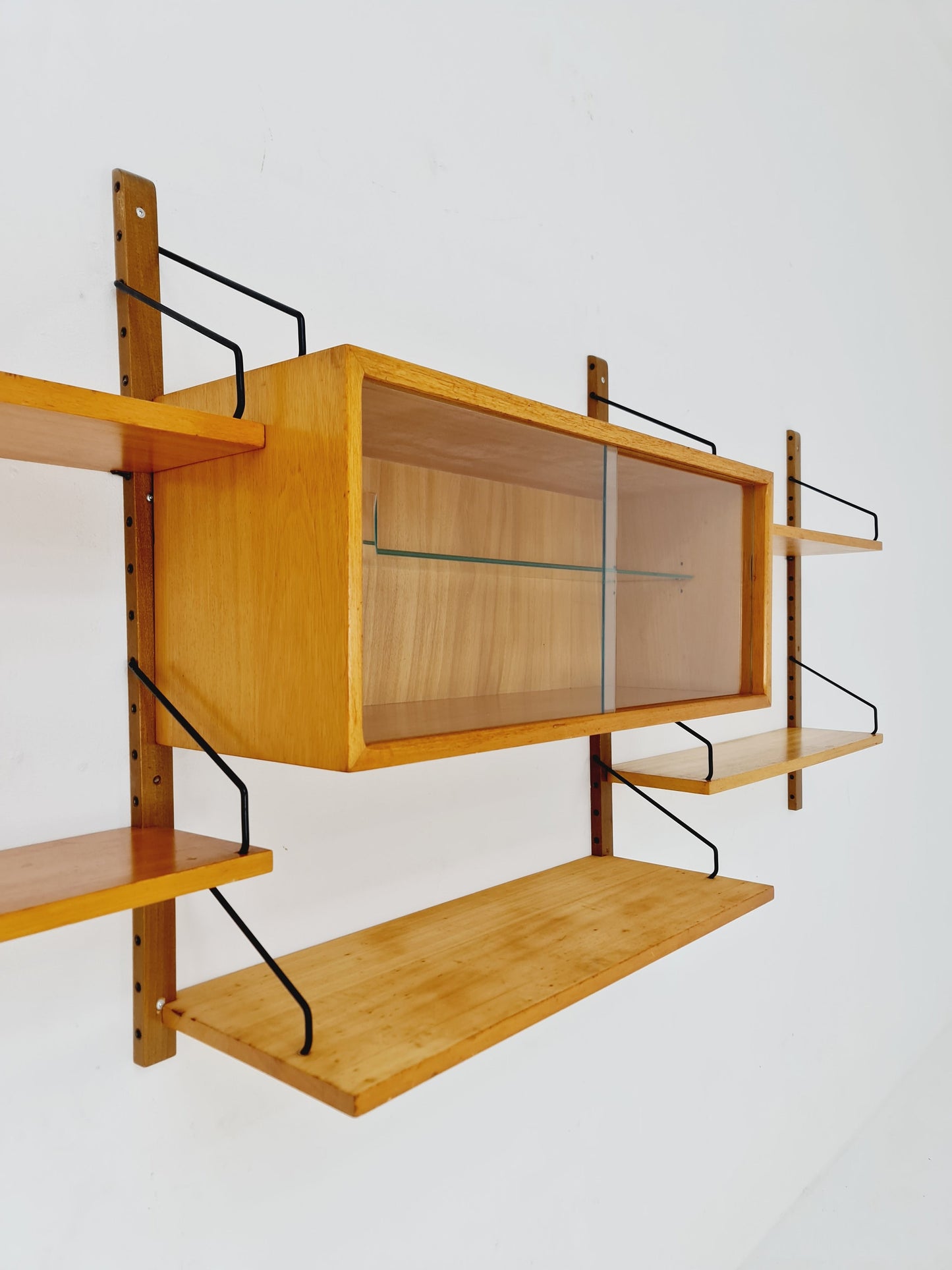 Mid century Danish Oak Wall Unit with Showcase by Poul Cadovius for Royal Denmark, 1960s