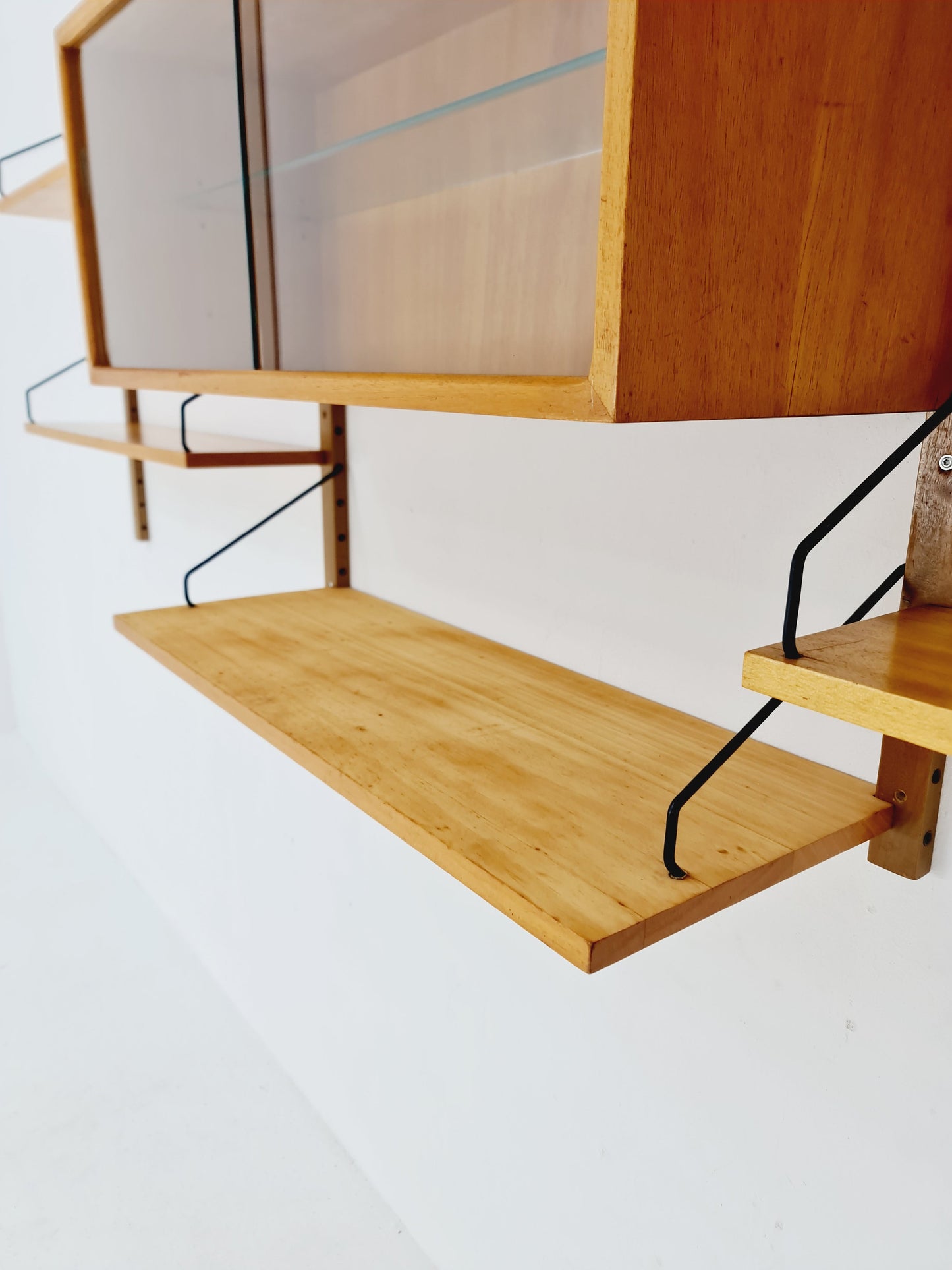 Mid century Danish Oak Wall Unit with Showcase by Poul Cadovius for Royal Denmark, 1960s