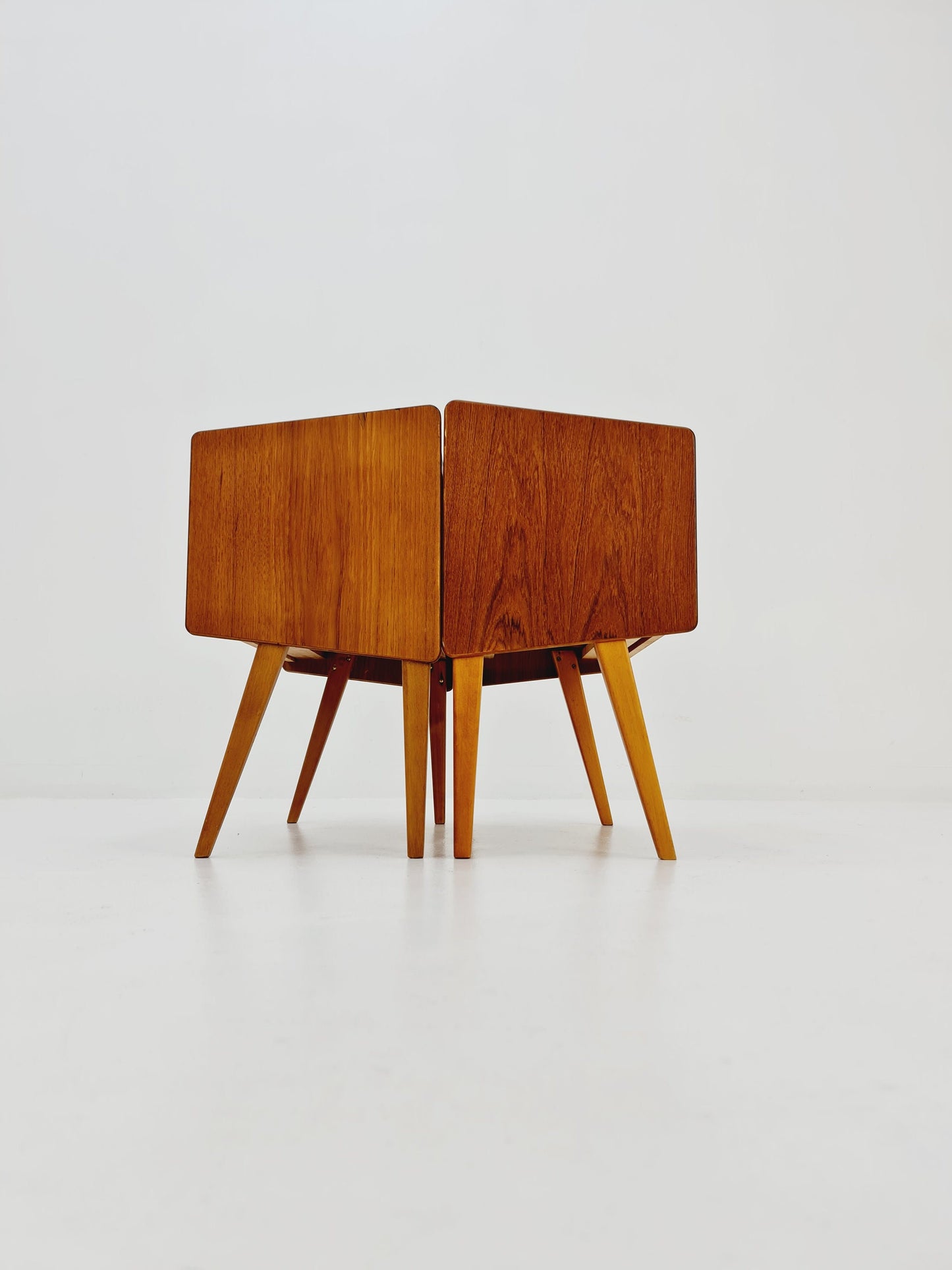 Rare big Midcentury Danish teak Vintage Side table/ Bedside table by Olholm Möbelfabrik, Denmark, 1960s, set of 2