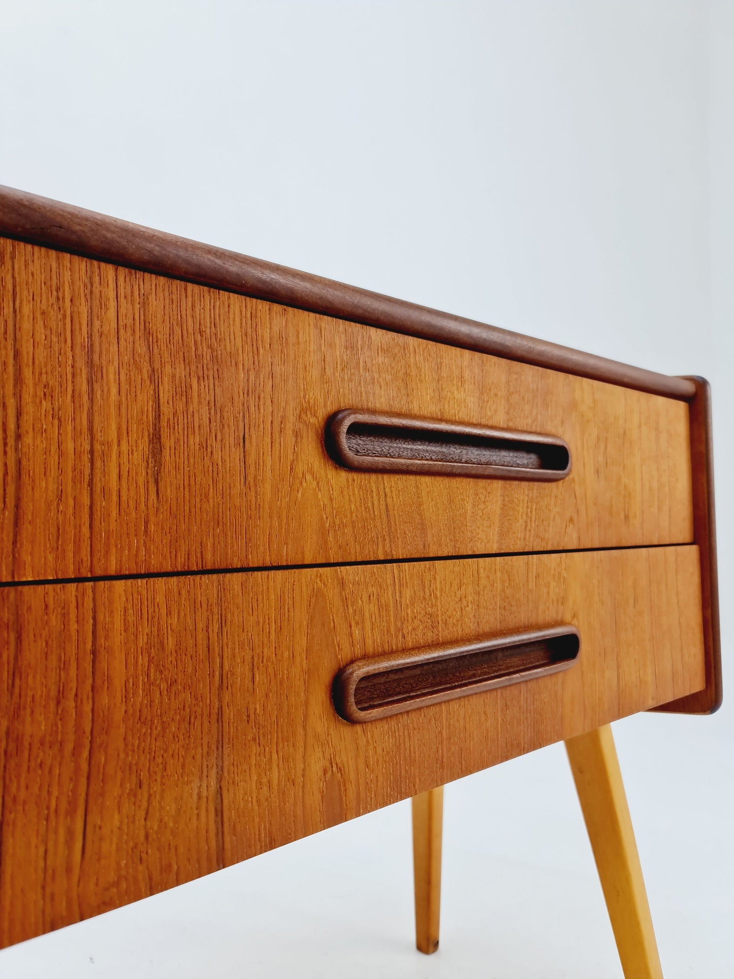 Rare big Midcentury Danish teak Vintage Side table/ Bedside table by Olholm Möbelfabrik, Denmark, 1960s, set of 2