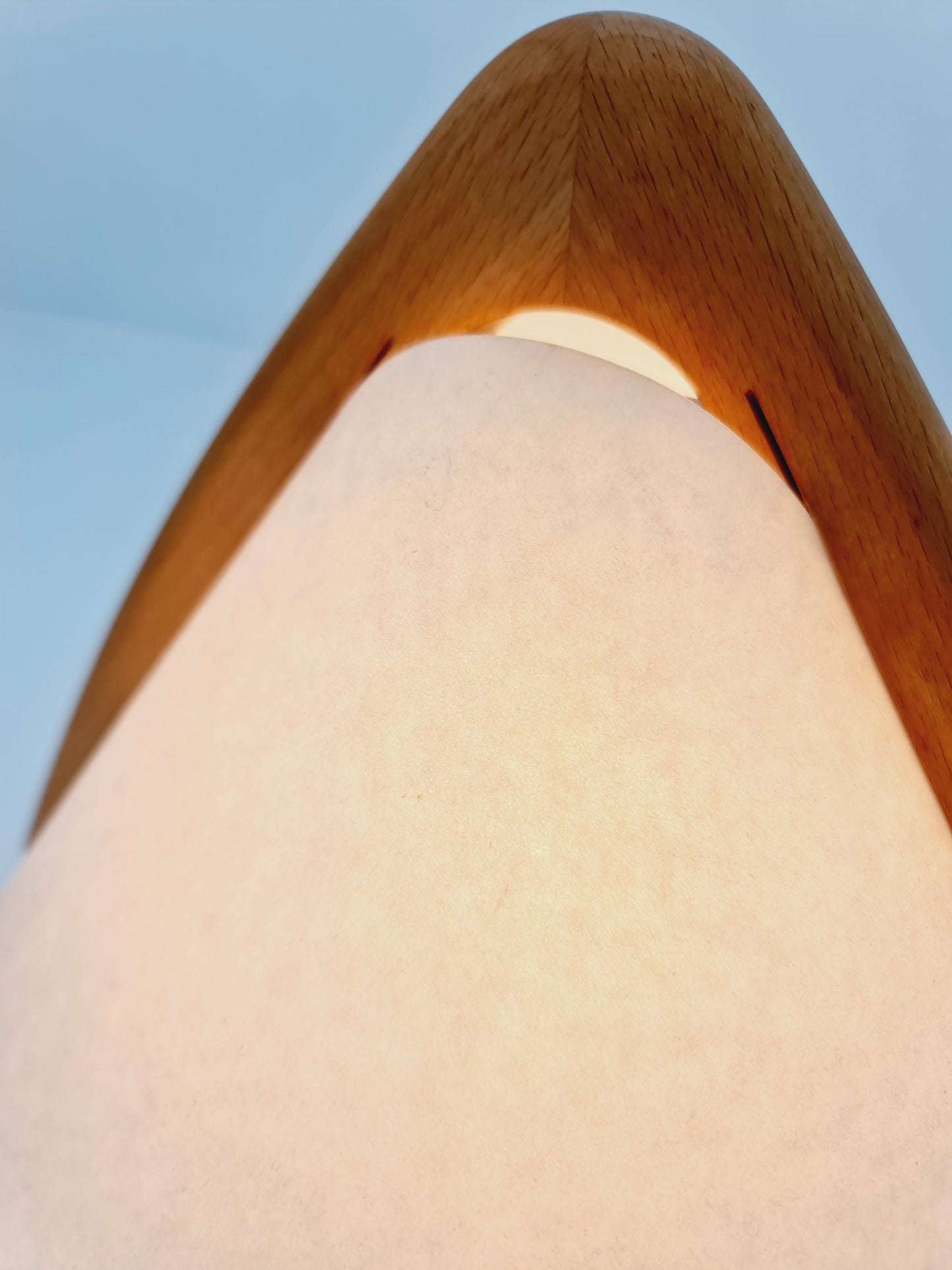 Vintage Danish ash wood large table lamp, 1980s