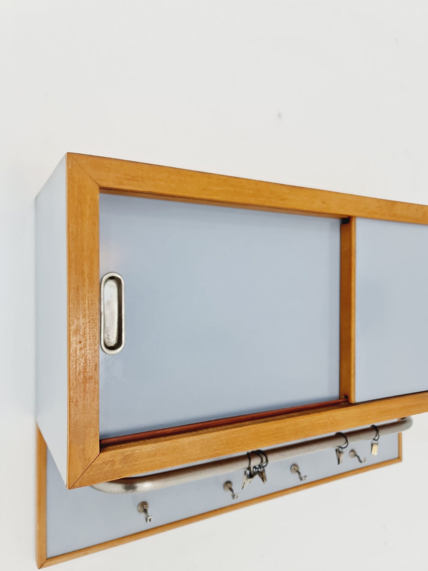 Rare Colorful Vintage kitchen wall cabinet colorful, medicine cabinet in oak, 1960s