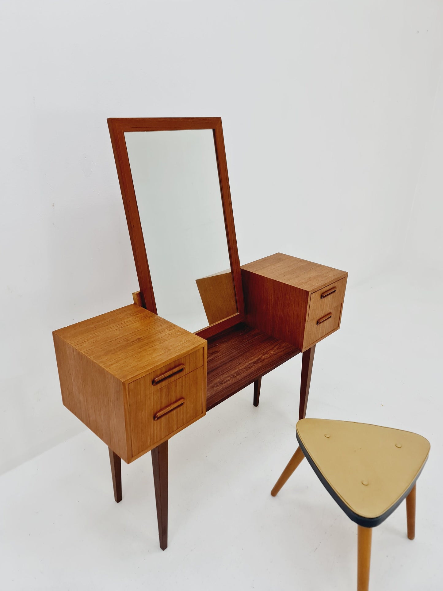 Mid Century Modern Danish Teak vanity table/ make up table by Ateljé glas och trä, Hovmantorp, 1960s