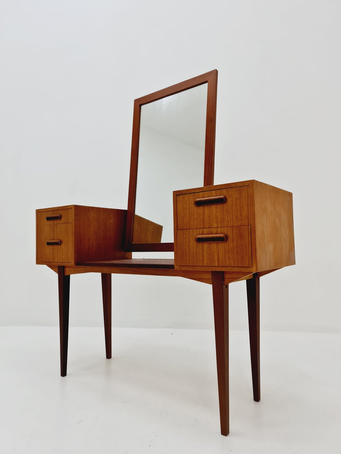 Mid Century Modern Danish Teak vanity table/ make up table by Ateljé glas och trä, Hovmantorp, 1960s