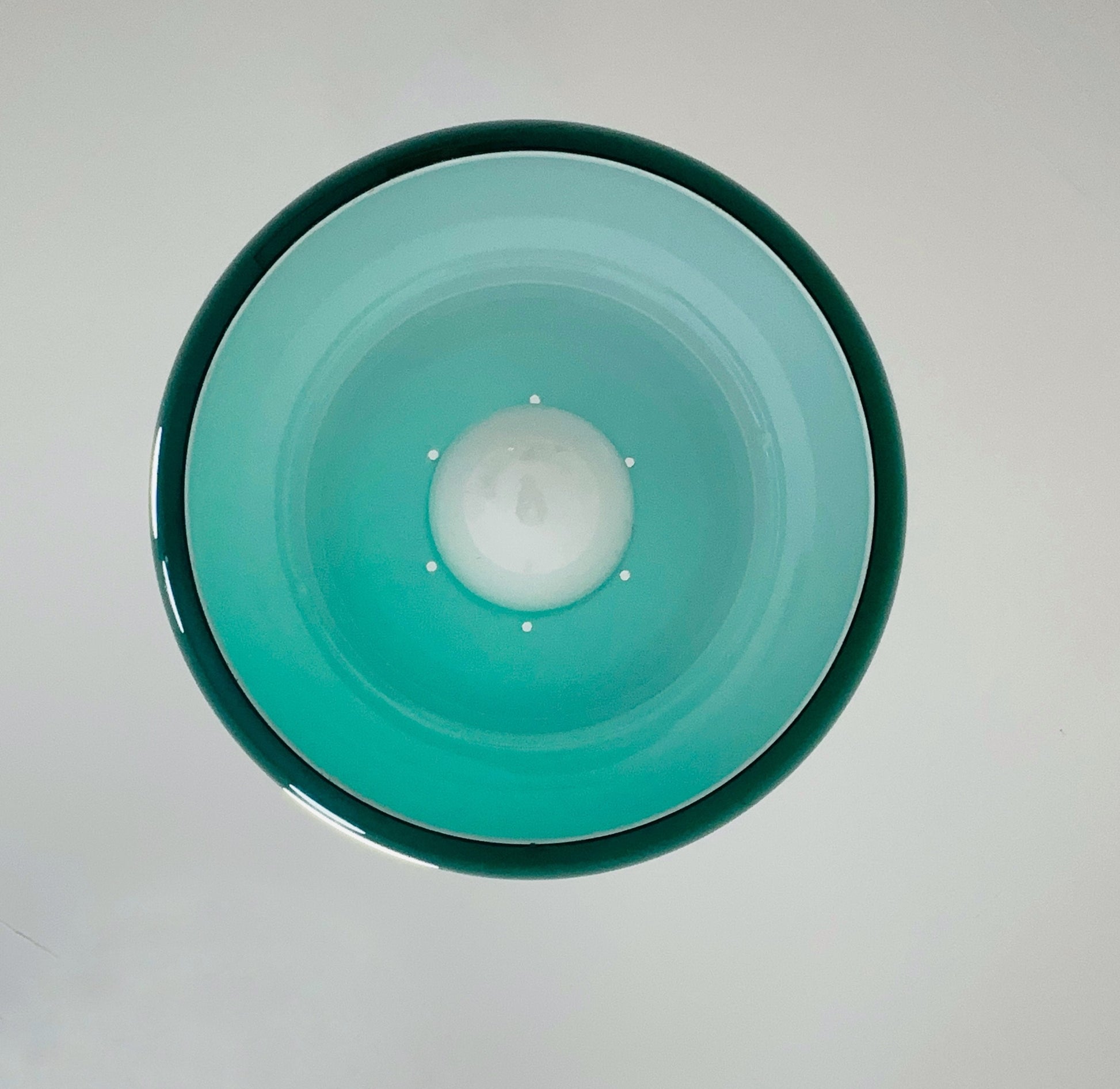 1 of 2 Mid Century Space Age Pendant Light / Green Vintage Lamp Italy 1970s