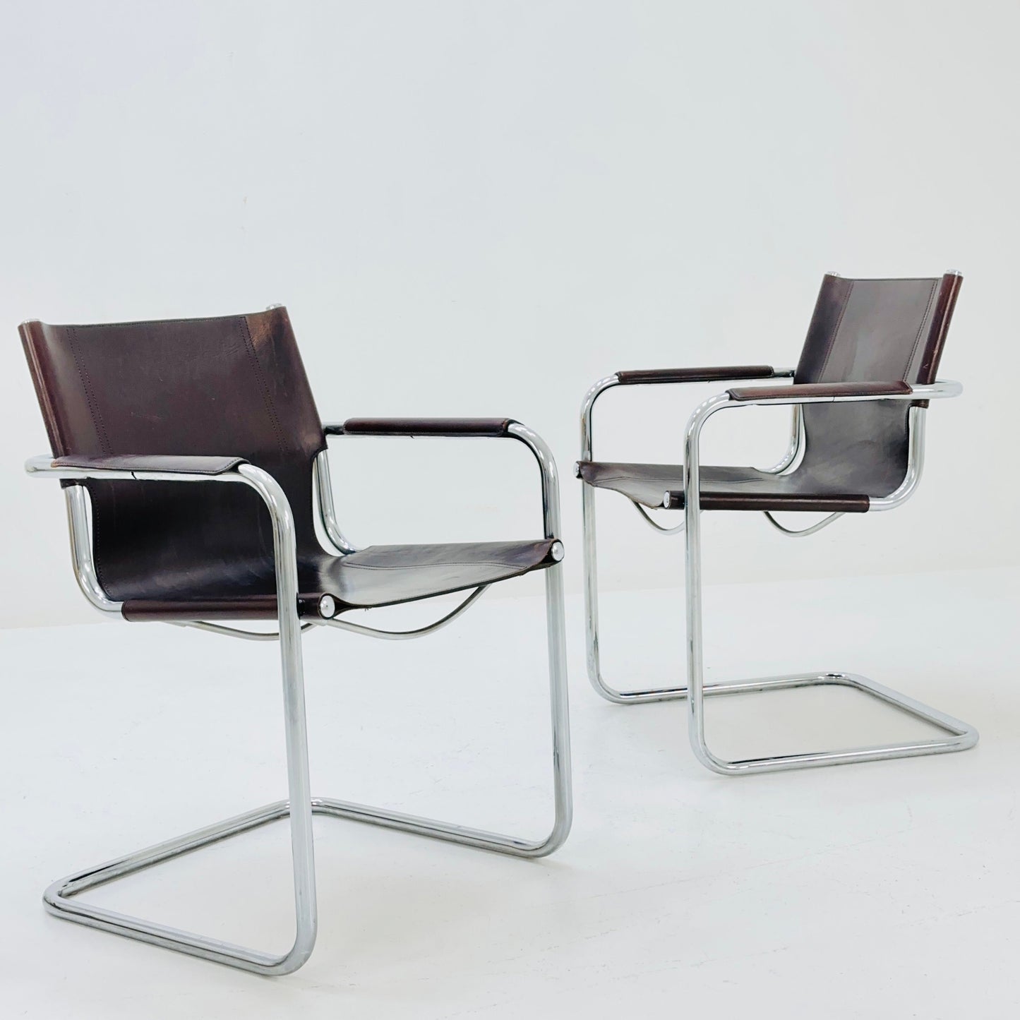 1 of 4 Matteo Grassi visitor chair in brown leather 1970s