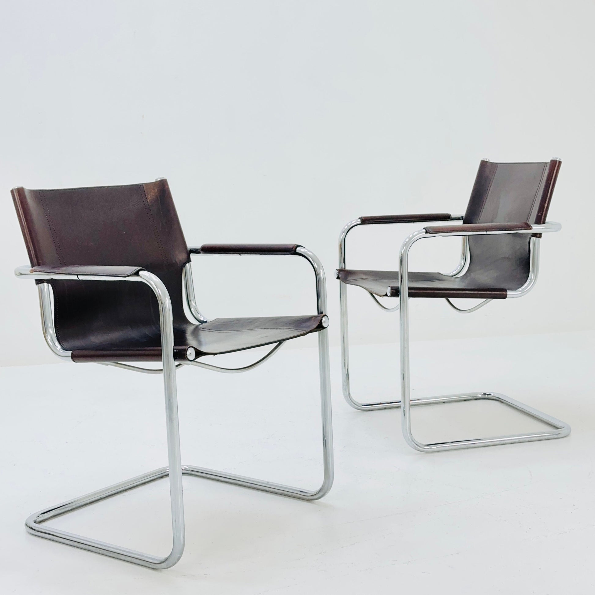 1 of 4 Matteo Grassi visitor chair in brown leather 1970s