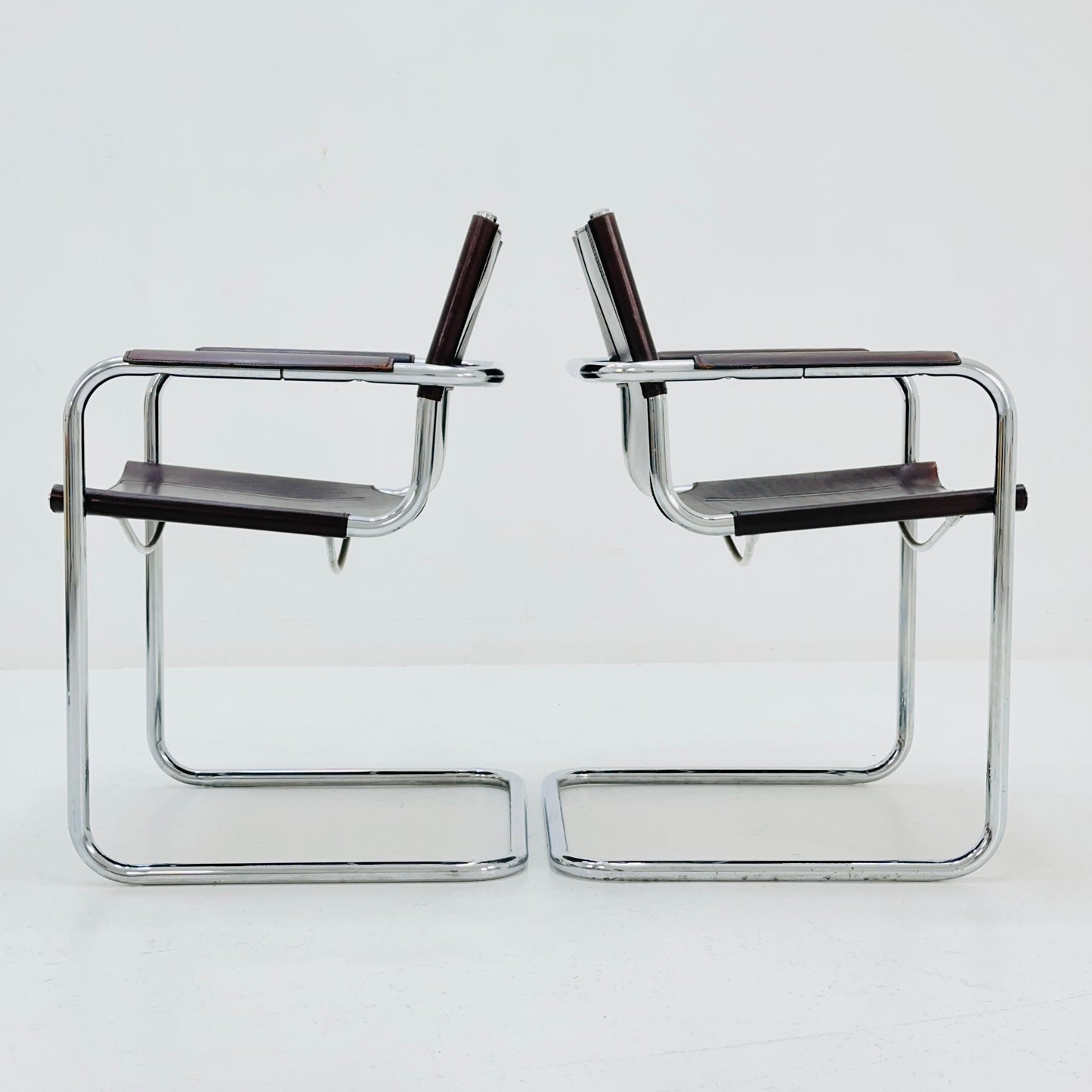 1 of 4 Matteo Grassi visitor chair in brown leather 1970s