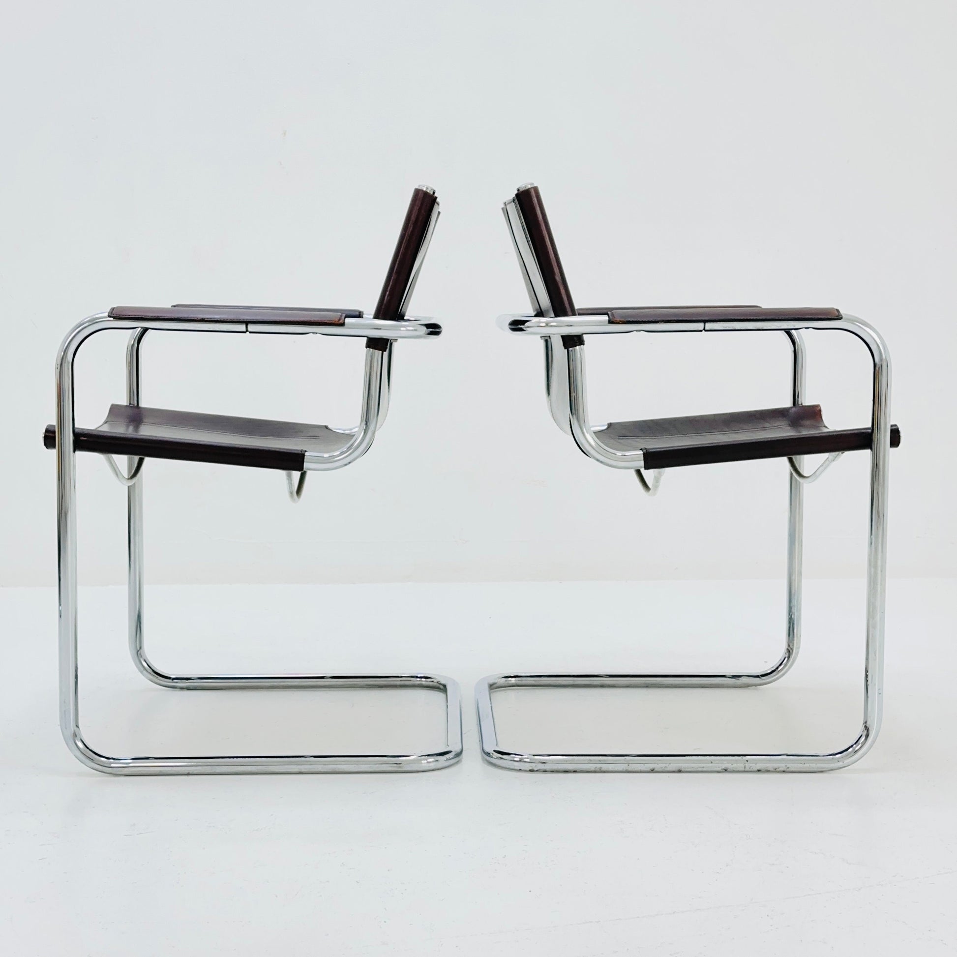 1 of 4 Matteo Grassi visitor chair in brown leather 1970s