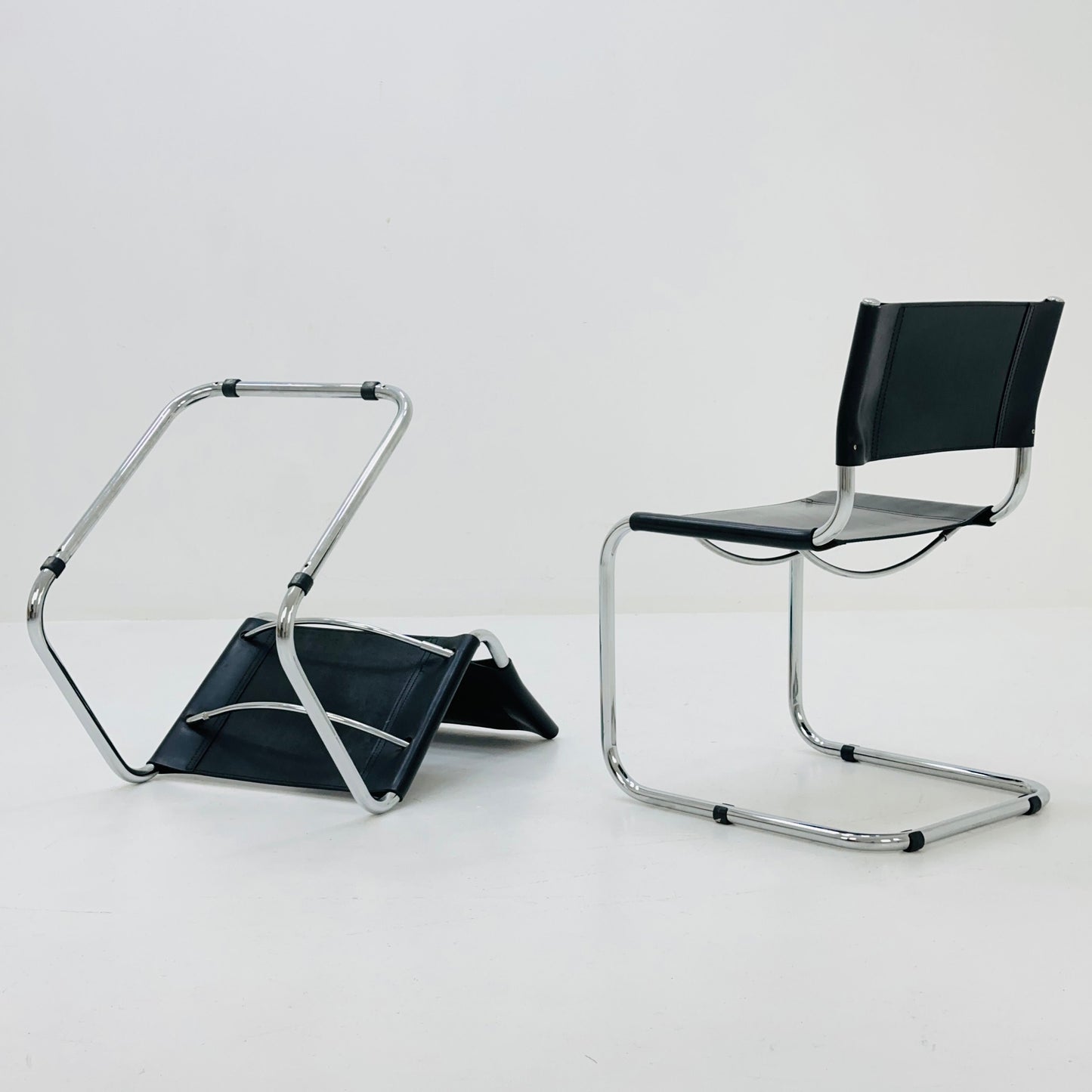 1 of 2 Mid-Century Vintage S33 black Chair by Mart Stam from Fasem Italy 1980s