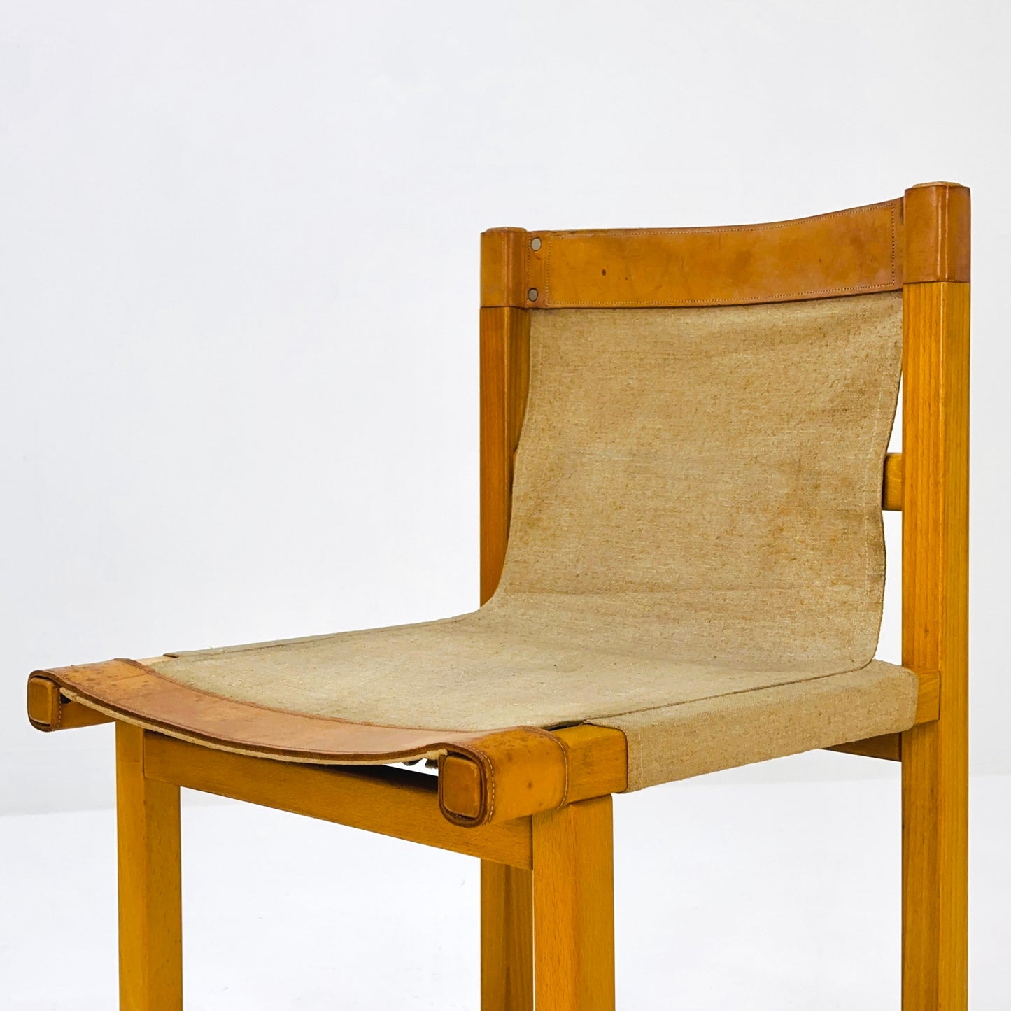 Mid century safari chair linen & leather by Casala, 1970s, Germany