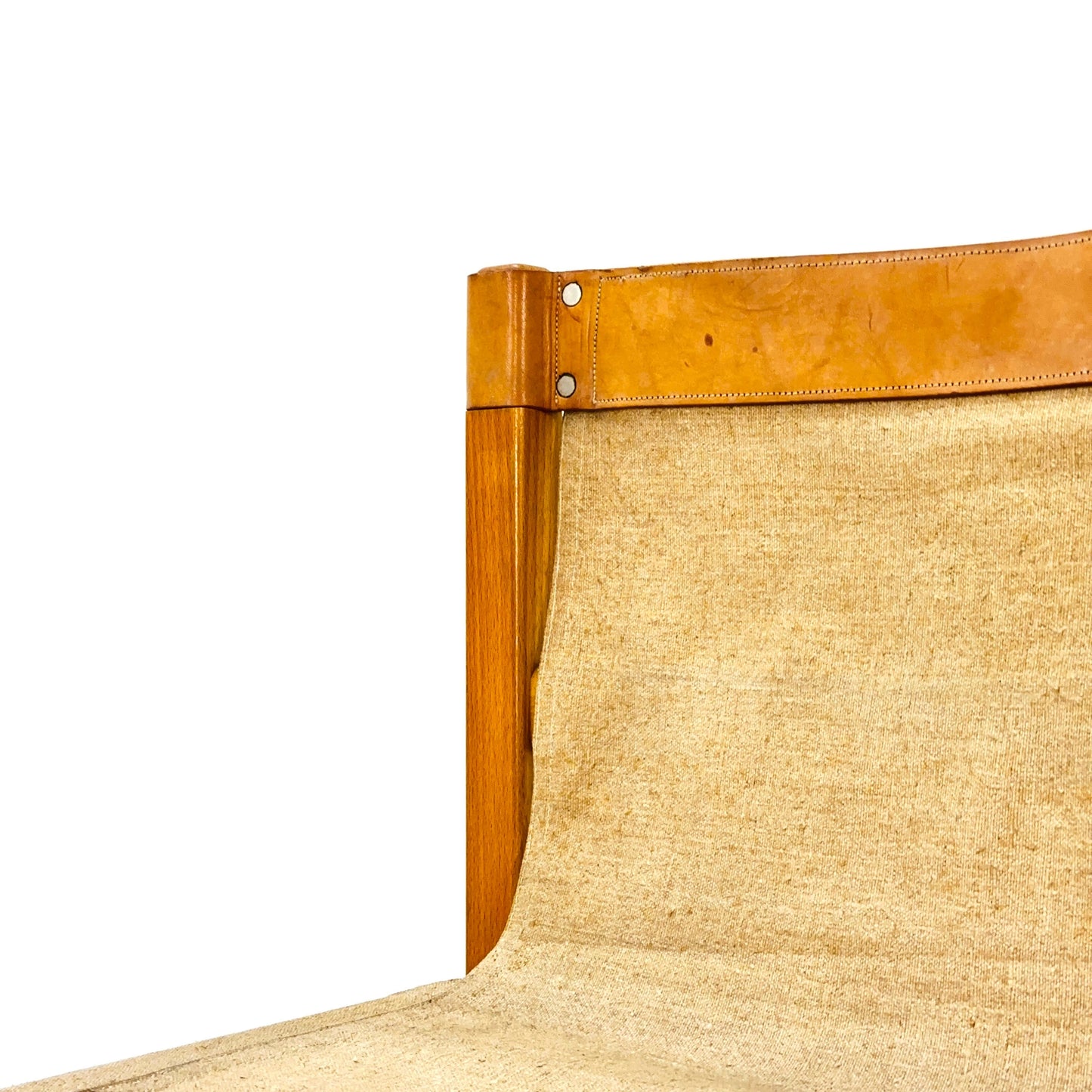 Mid century safari chair linen & leather by Casala, 1970s, Germany