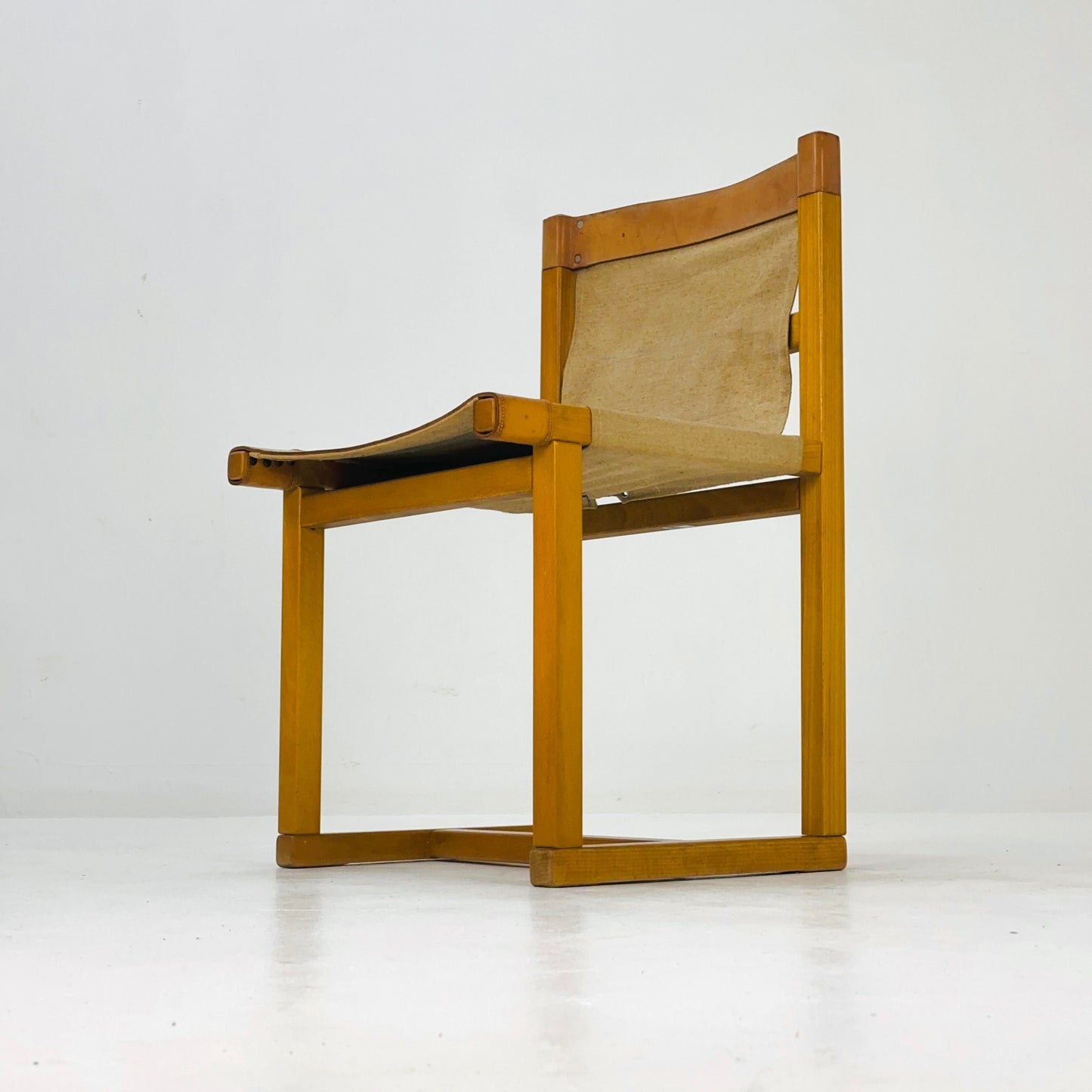 Mid century safari chair linen & leather by Casala, 1970s, Germany