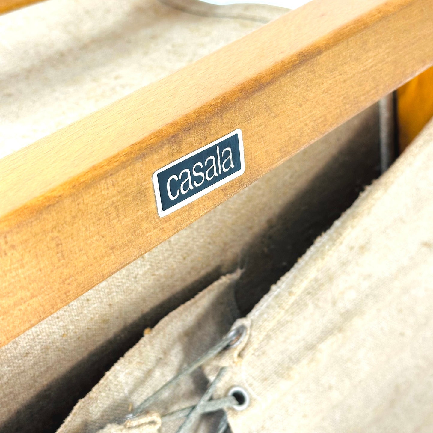 Mid century safari chair linen & leather by Casala, 1970s, Germany