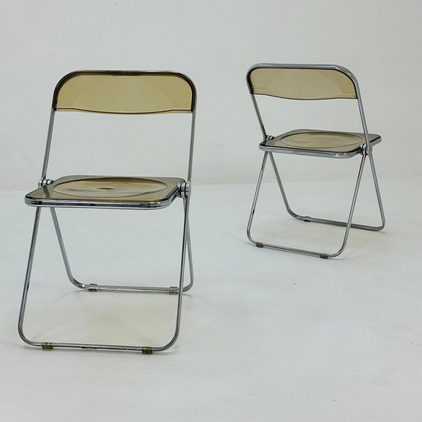 Set of 2 Italian Plia Folding Chairs by Giancarlo Piretti for Castelli, 1970s