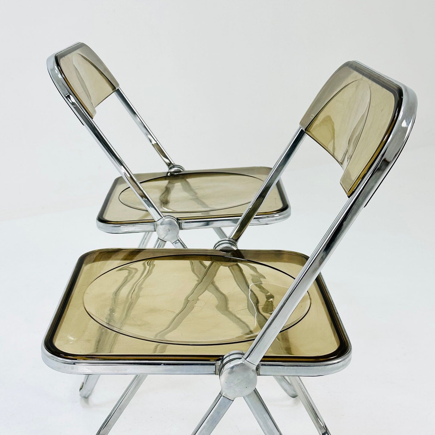 Set of 2 Italian Plia Folding Chairs by Giancarlo Piretti for Castelli, 1970s