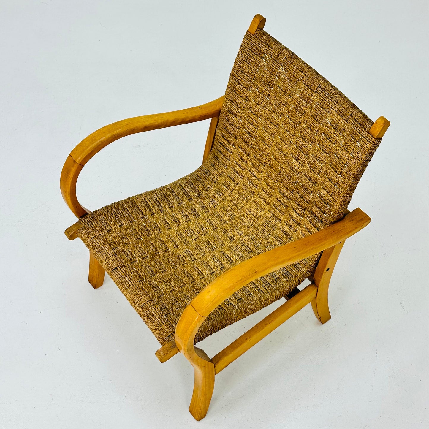 Bauhaus vintage papercord armchair by Ehrich Dieckmann, 1930s