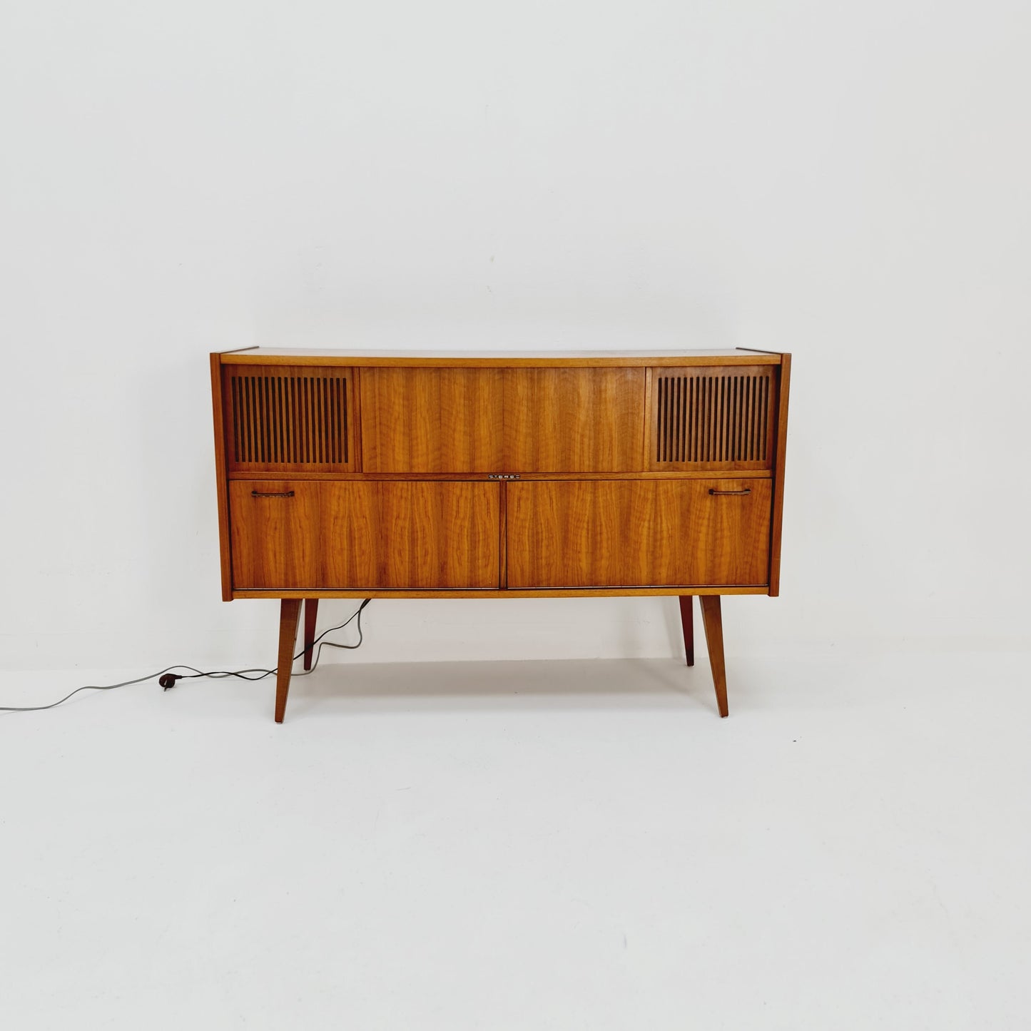 Mid Century Modern scandinavian teak sidboard record player, radio by Göteborg, 1960s