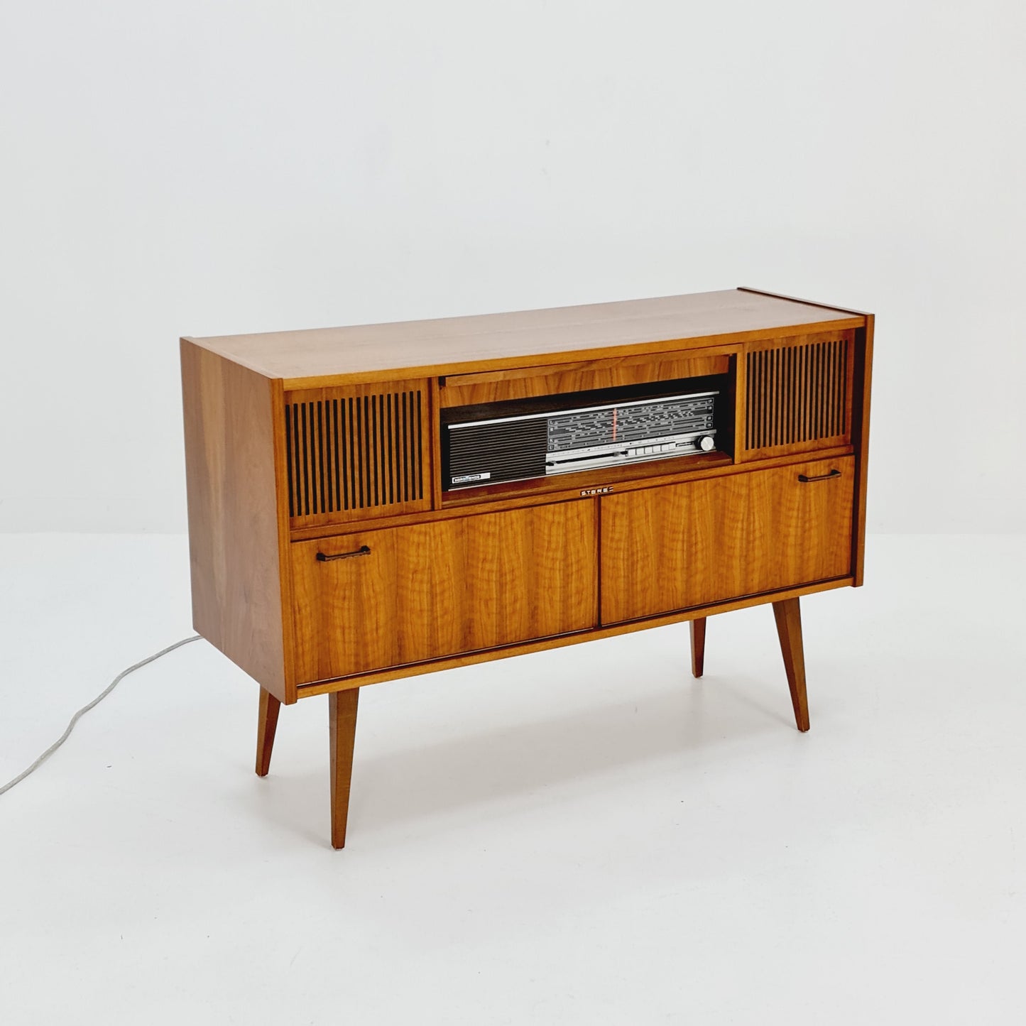 Mid Century Modern scandinavian teak sidboard record player, radio by Göteborg, 1960s