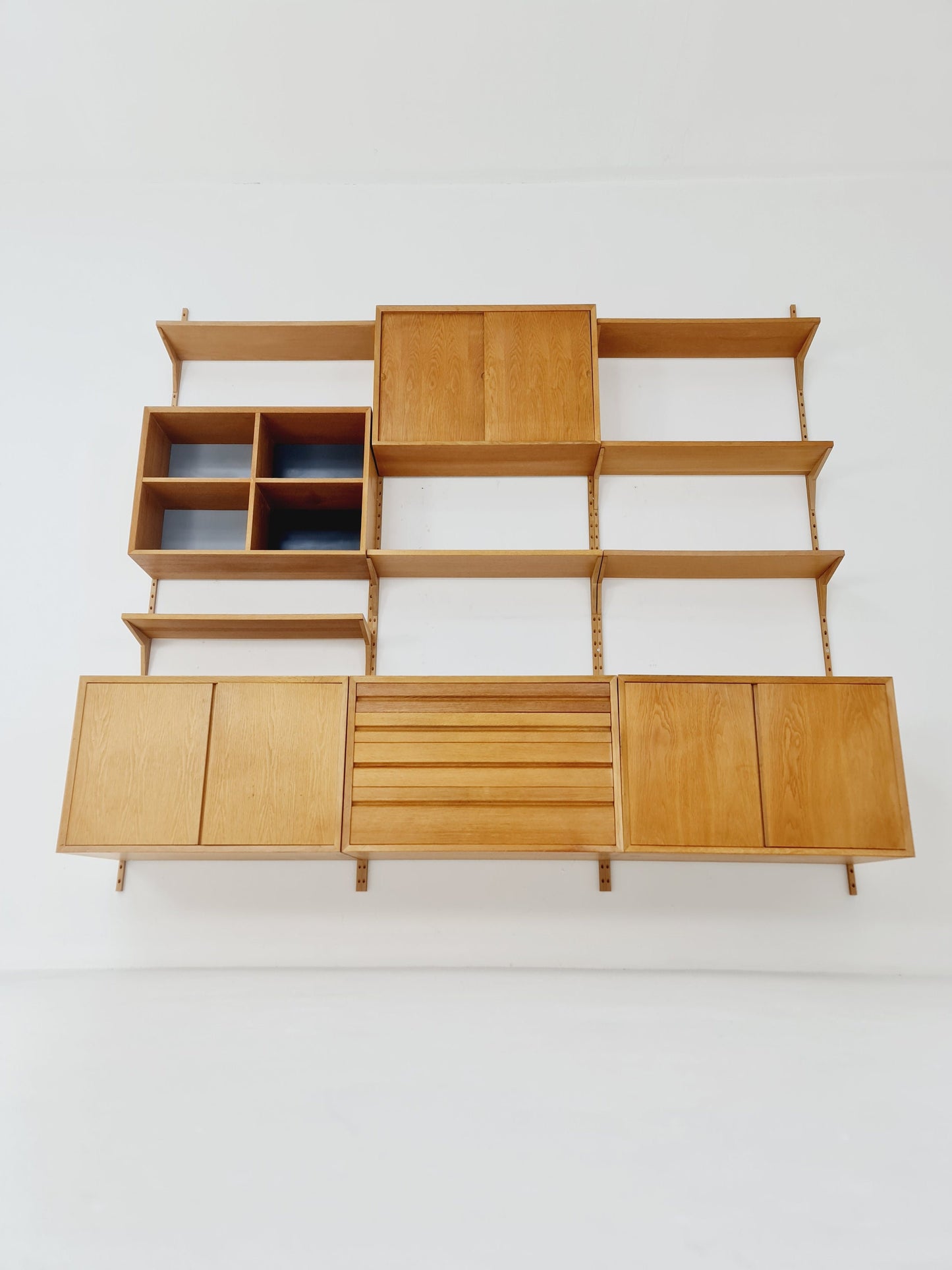 Big Mid century Danish Oak Wall Unit with 5 cabinets by Poul Cadovius for Cado, Denmark, 1960s