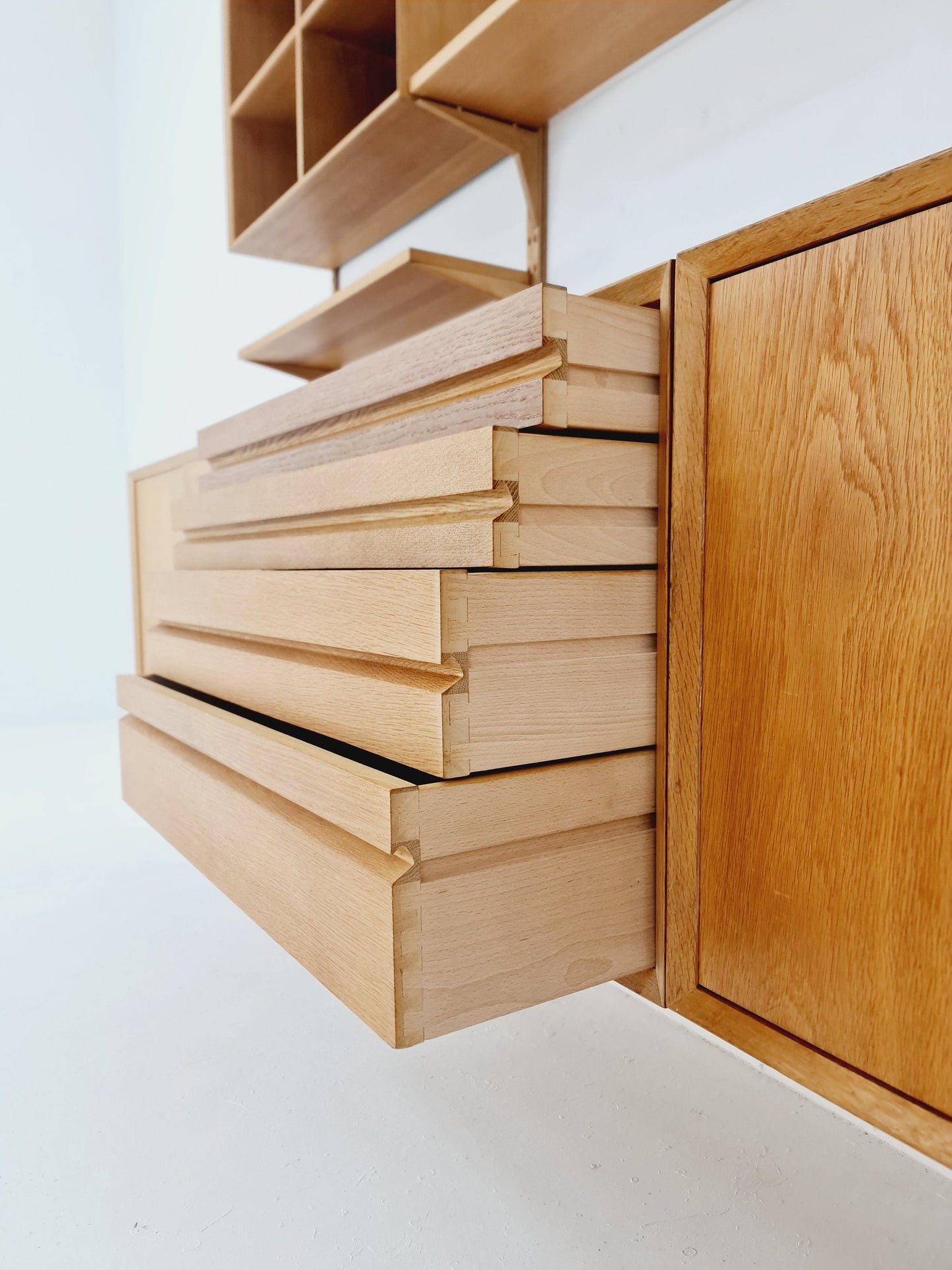 Big Mid century Danish Oak Wall Unit with 5 cabinets by Poul Cadovius for Cado, Denmark, 1960s
