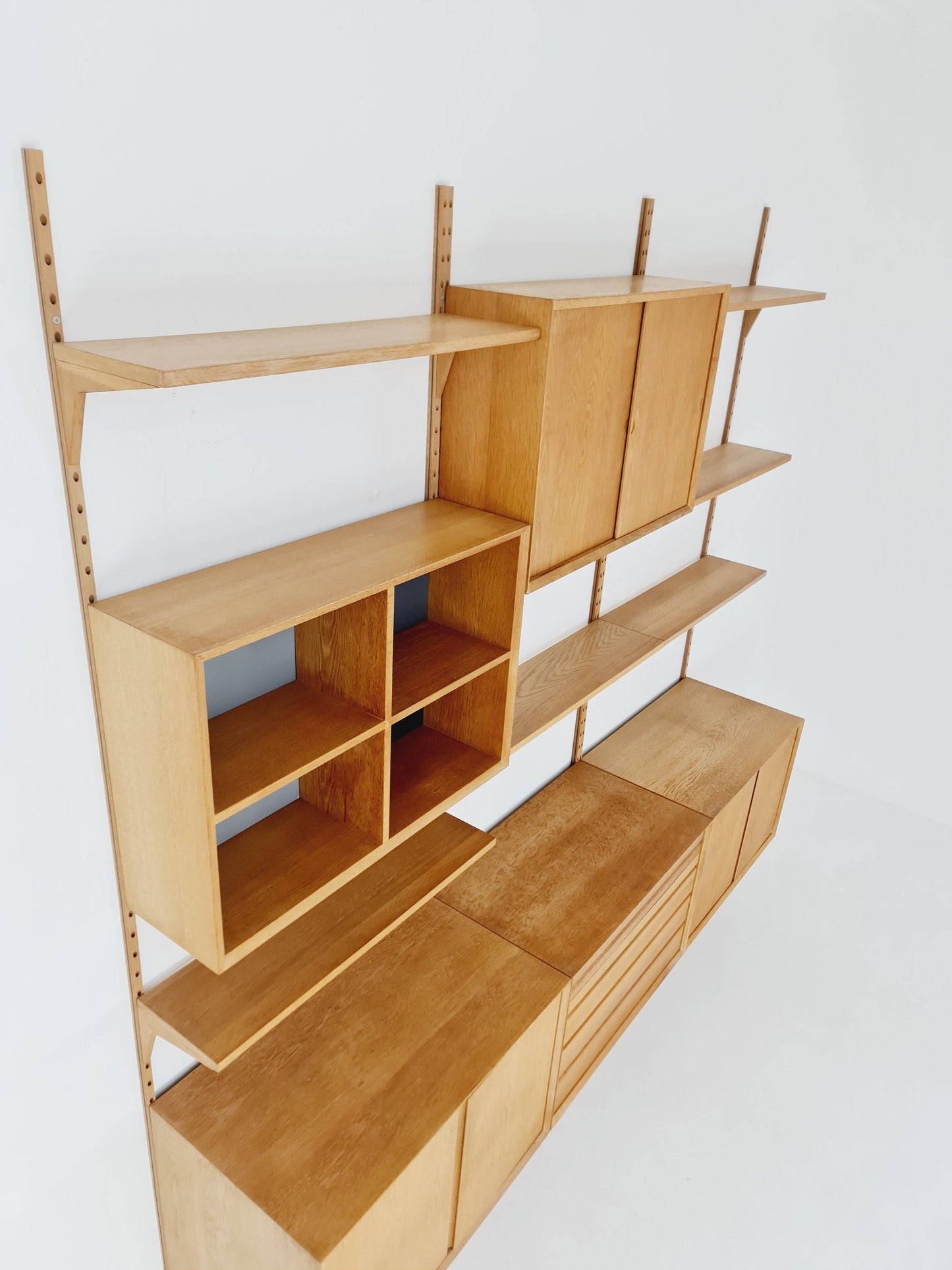 Big Mid century Danish Oak Wall Unit with 5 cabinets by Poul Cadovius for Cado, Denmark, 1960s