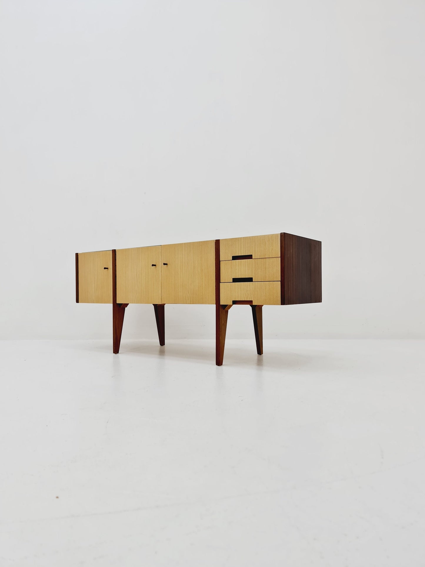 Midcentury German vintage Ash & walnut sideboard, 1960s