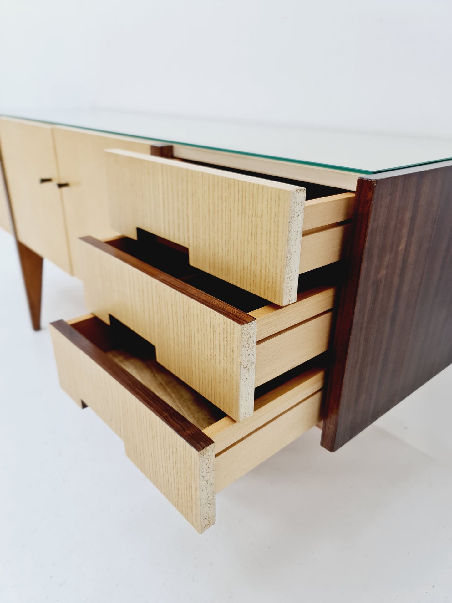 Midcentury German vintage Ash & walnut sideboard, 1960s