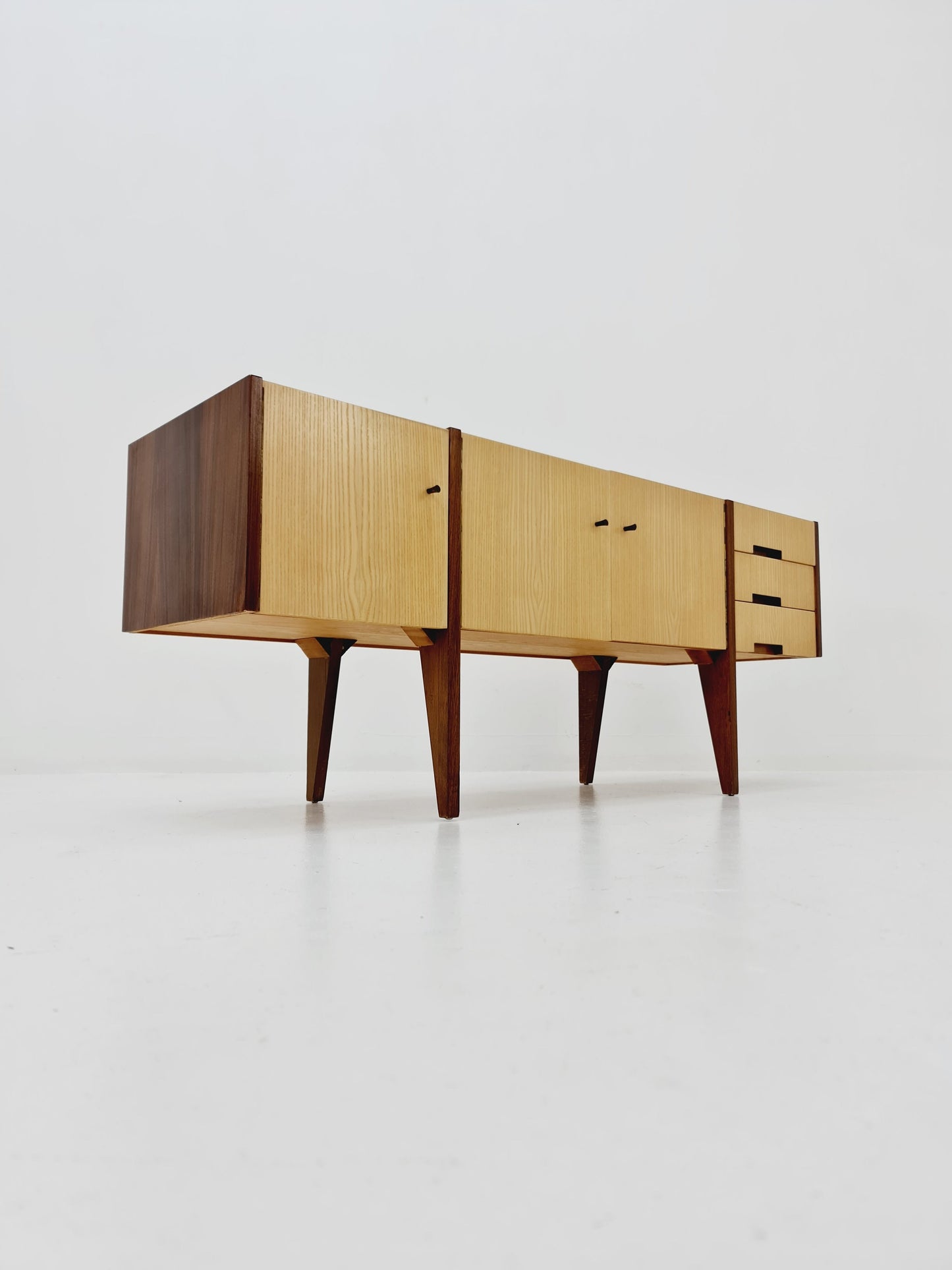 Midcentury German vintage Ash & walnut sideboard, 1960s