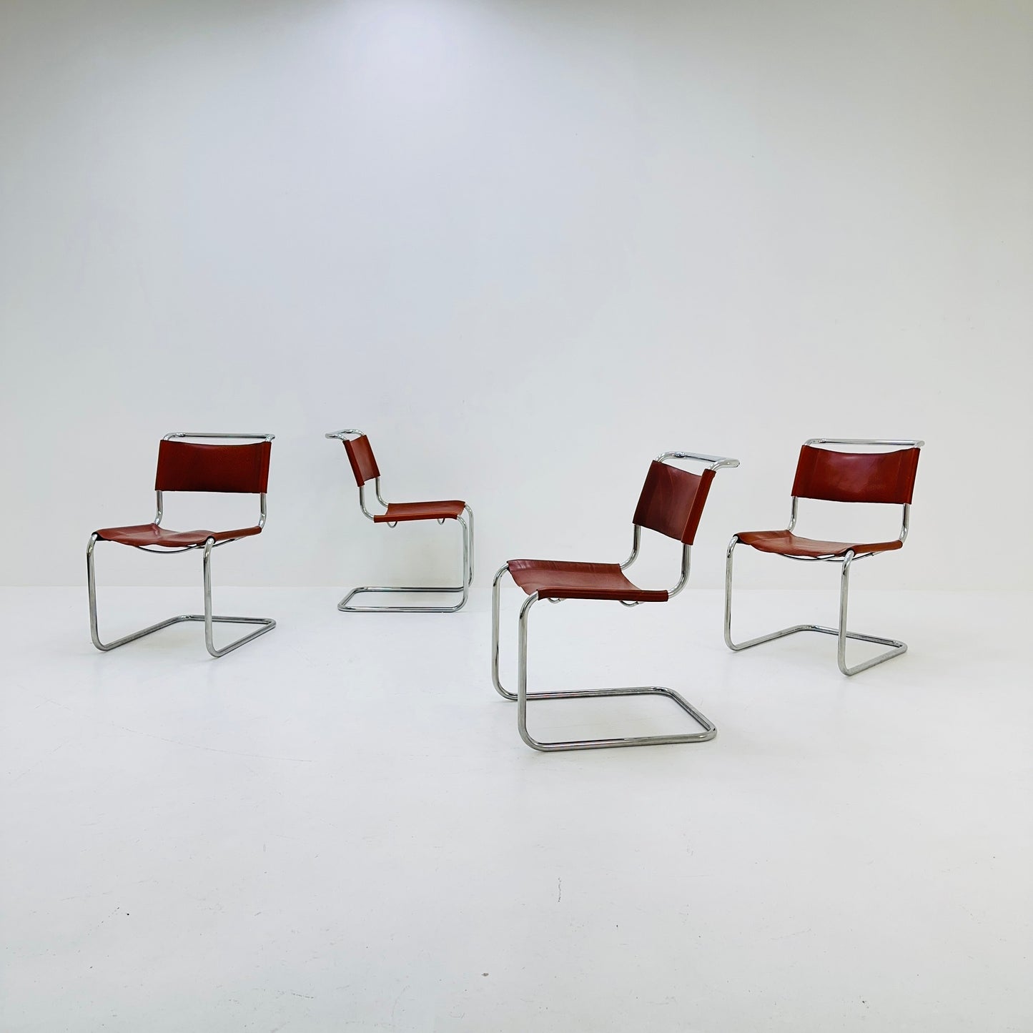 Set of 4 Mid-Century Vintage S33 Cognac Chairs by Mart Stam & Marcel Breuer from Thonet 1980s