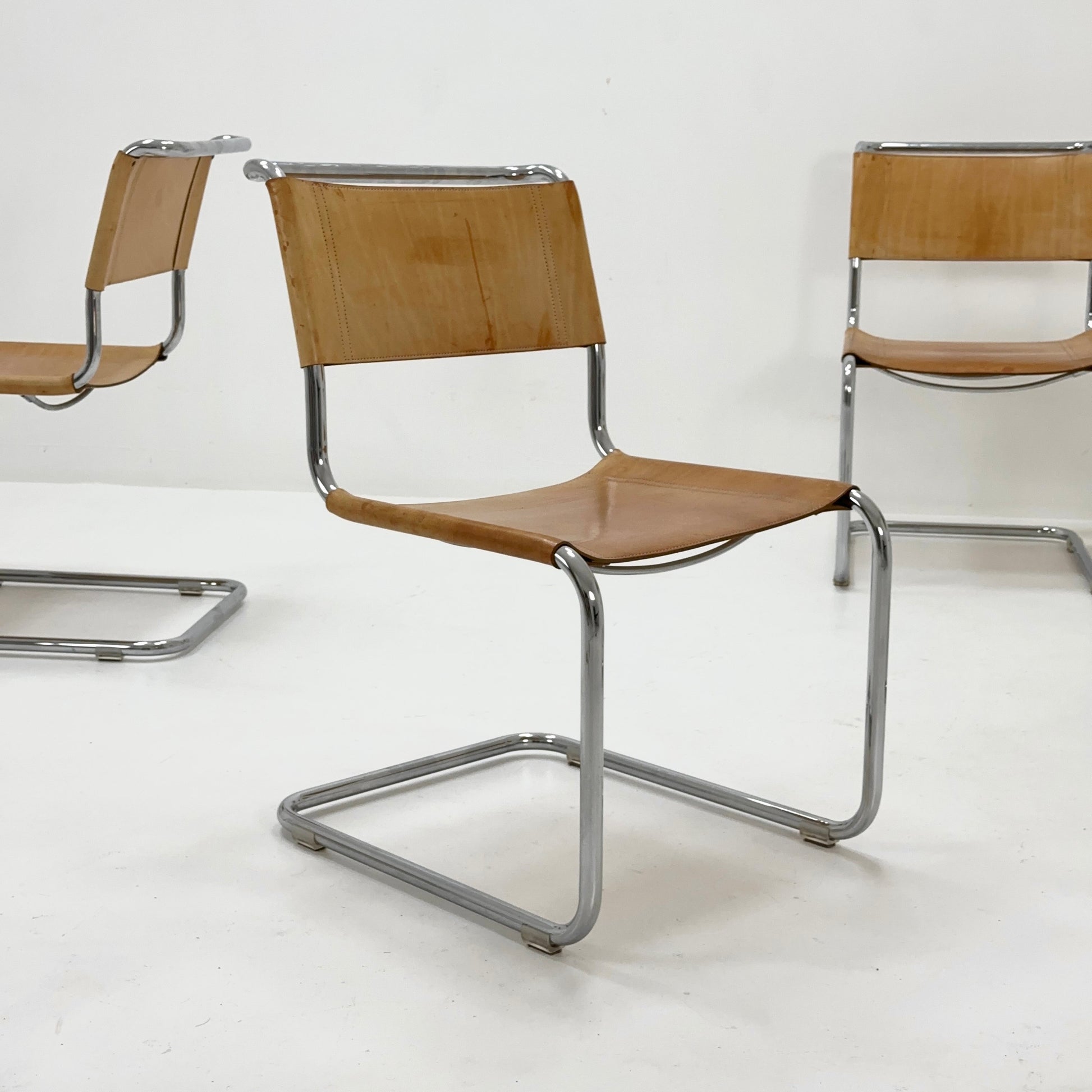 Set of 4 Mid-Century Vintage S33 chair from Mart Stam Fasem Italy 1980er