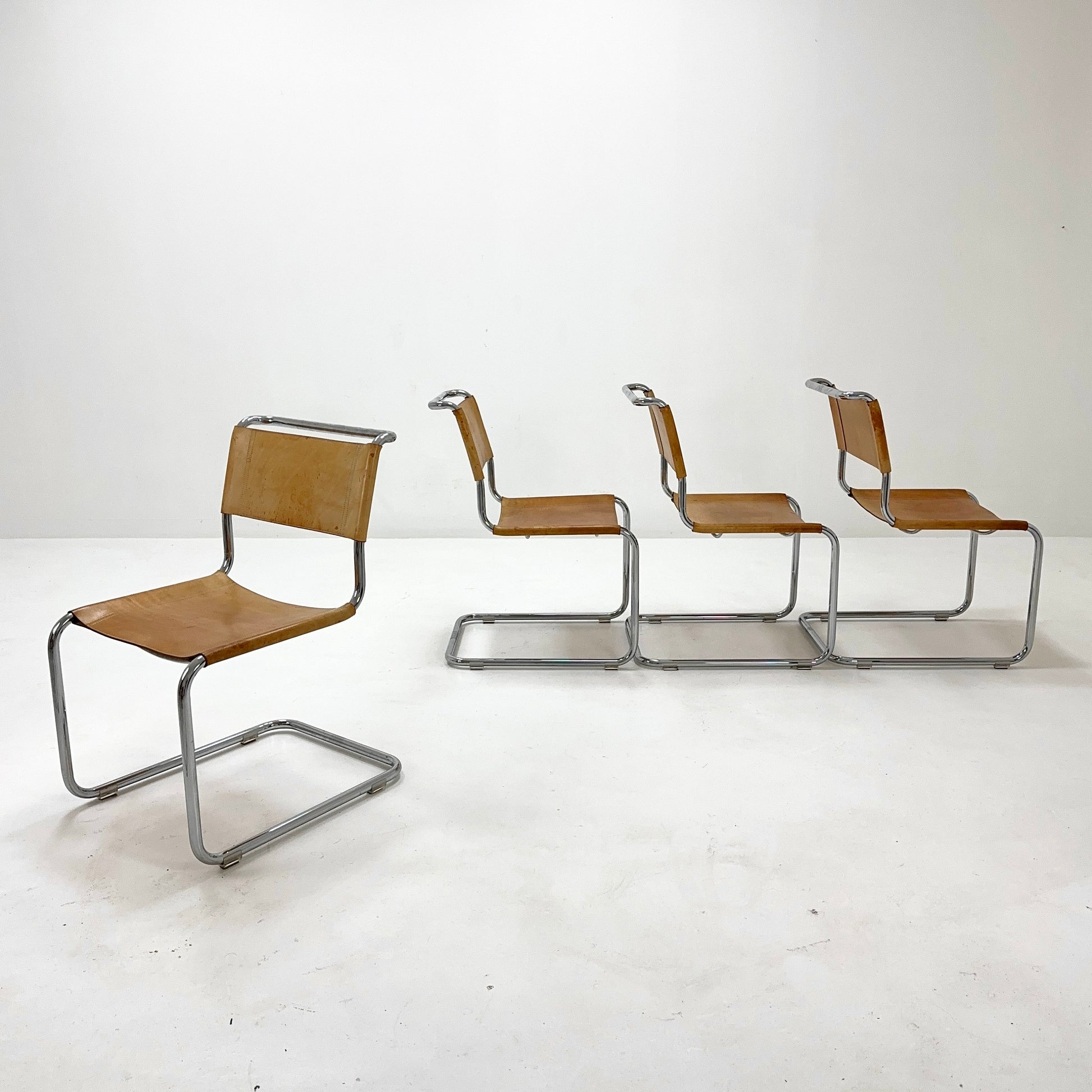 Set of 4 Mid-Century Vintage S33 chair from Mart Stam Fasem Italy 1980er