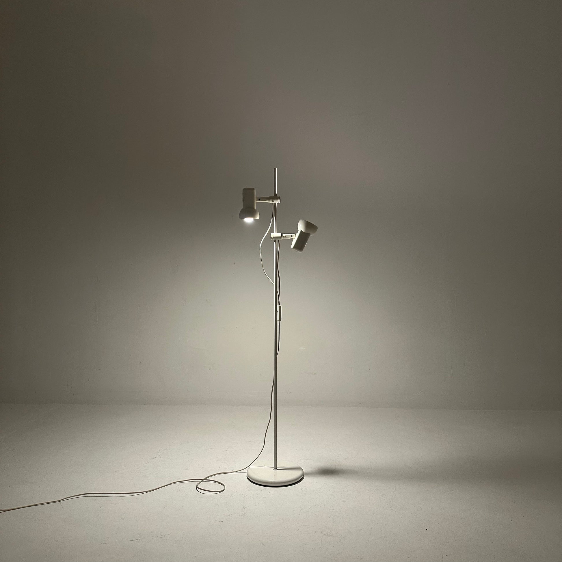 Space Age white / Cream Twin Spot Adjustable Floor Lamp, 1970s