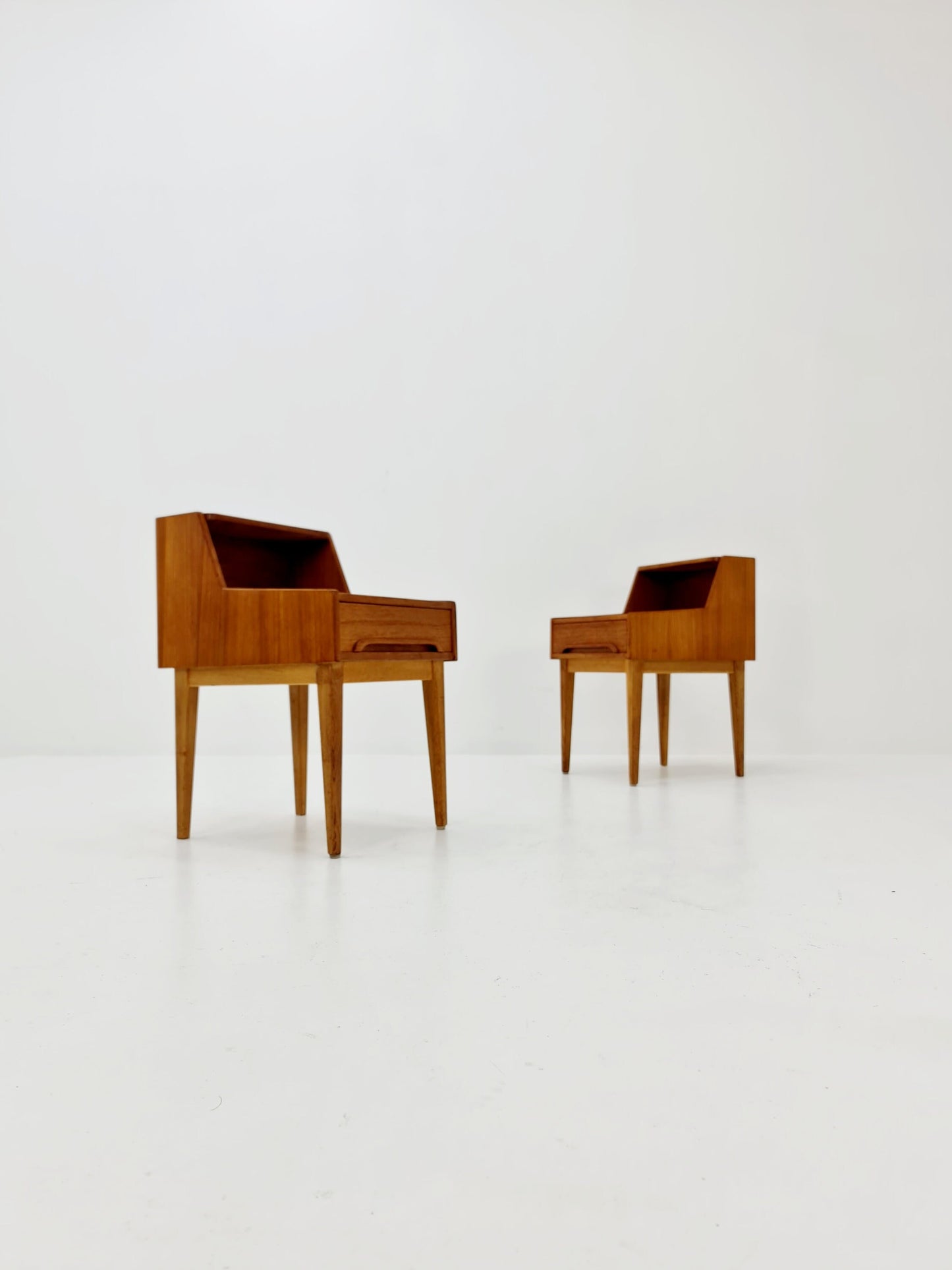 Rare Danish MidCentury teak nightstands / bedside tables, 1960s