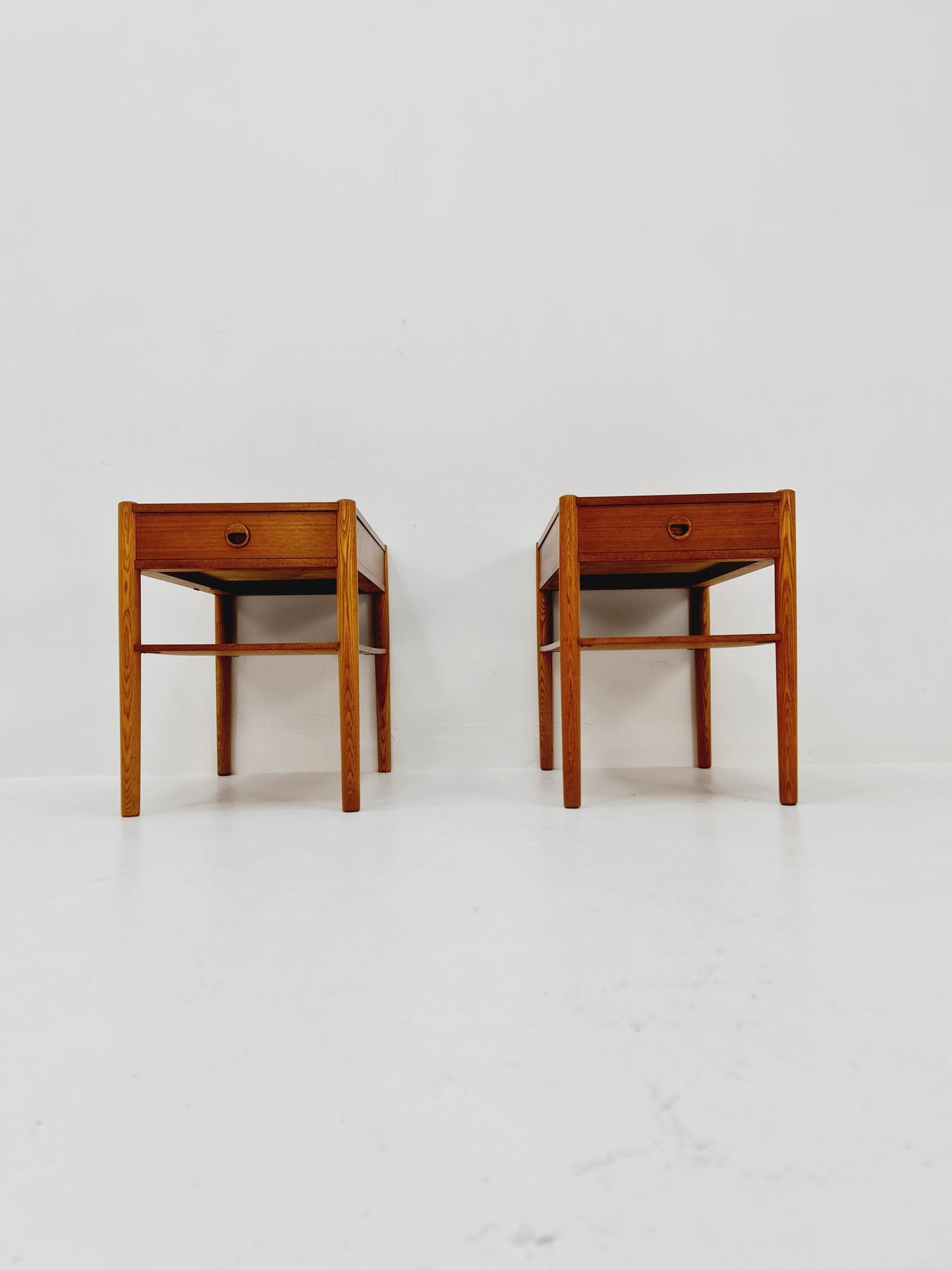 Mid century Danish teak & Oak bedside tables/ nightstands , 1960s, set of 2
