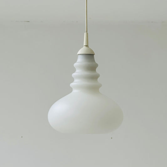 Mid century pendant milk glass lamp glass, by Peill & Putzler Germany 1970s
