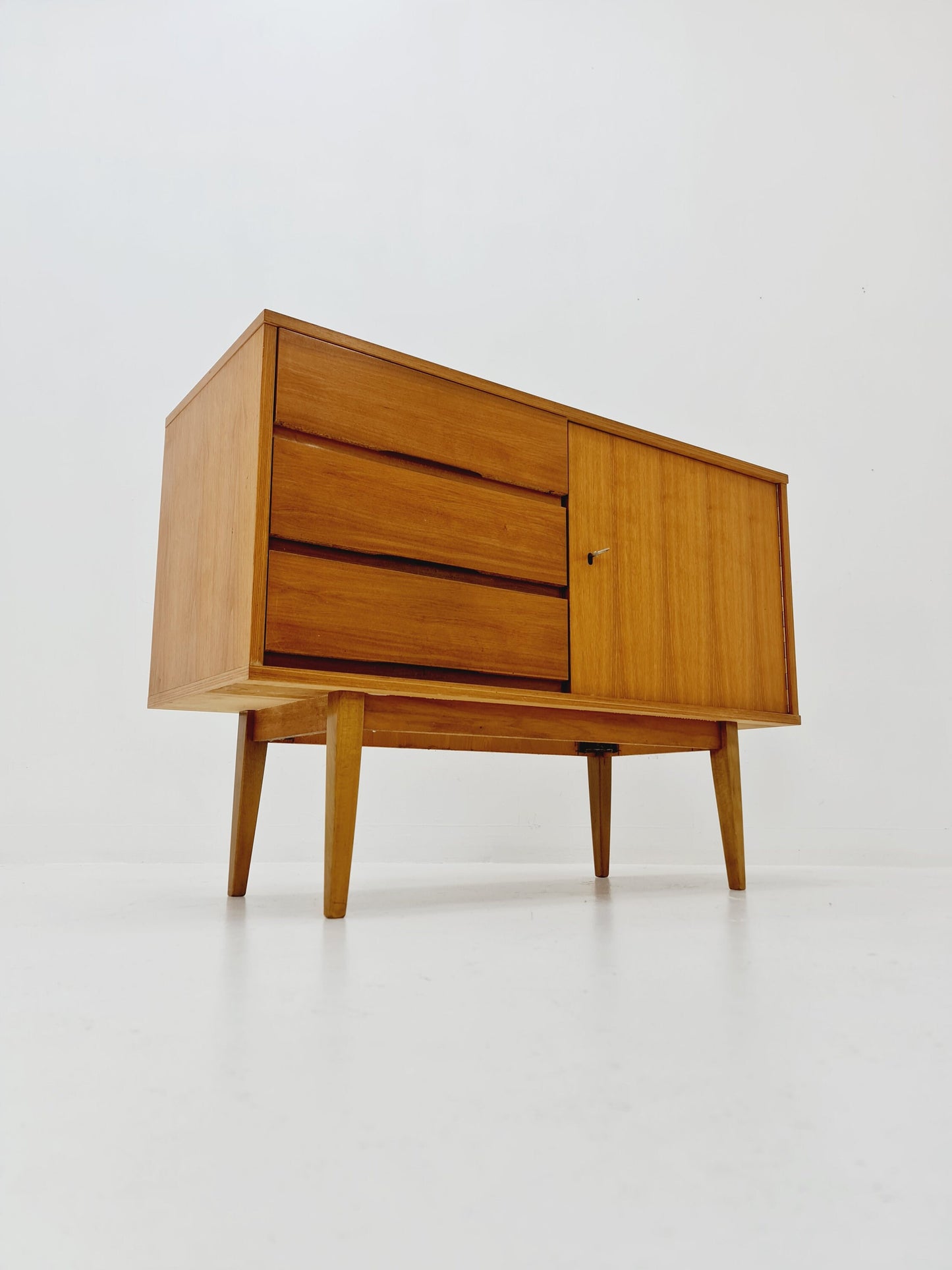 German Mid century Walnut wood chest of drawe, sideboard by FLB Möbel Fabrik , 1950s