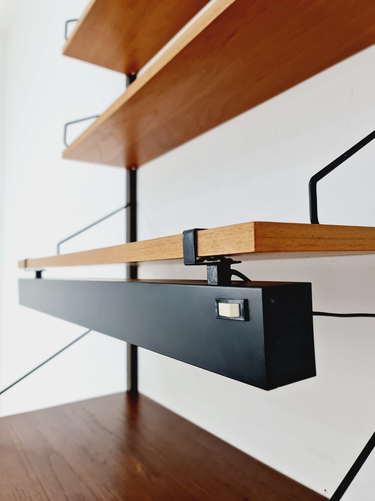 Midcentury Danish Teak Shelving Unit With Desk & light, by Poul Cadovius, 1960s