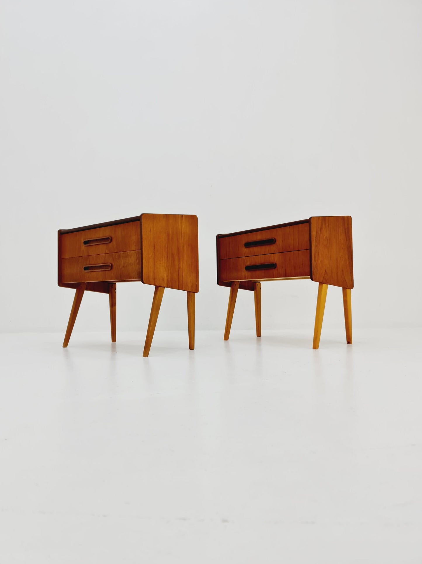 Rare big Midcentury Danish teak Vintage Side table/ Bedside table by Olholm Möbelfabrik, Denmark, 1960s, set of 2