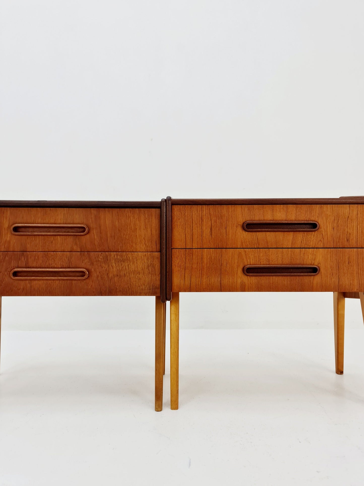 Rare big Midcentury Danish teak Vintage Side table/ Bedside table by Olholm Möbelfabrik, Denmark, 1960s, set of 2